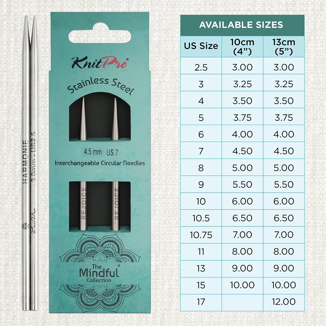 KnitPro The Mindful Collection Interchangeable Circular Needles 5" (13cm), Silver, 4.50mm - Image 4