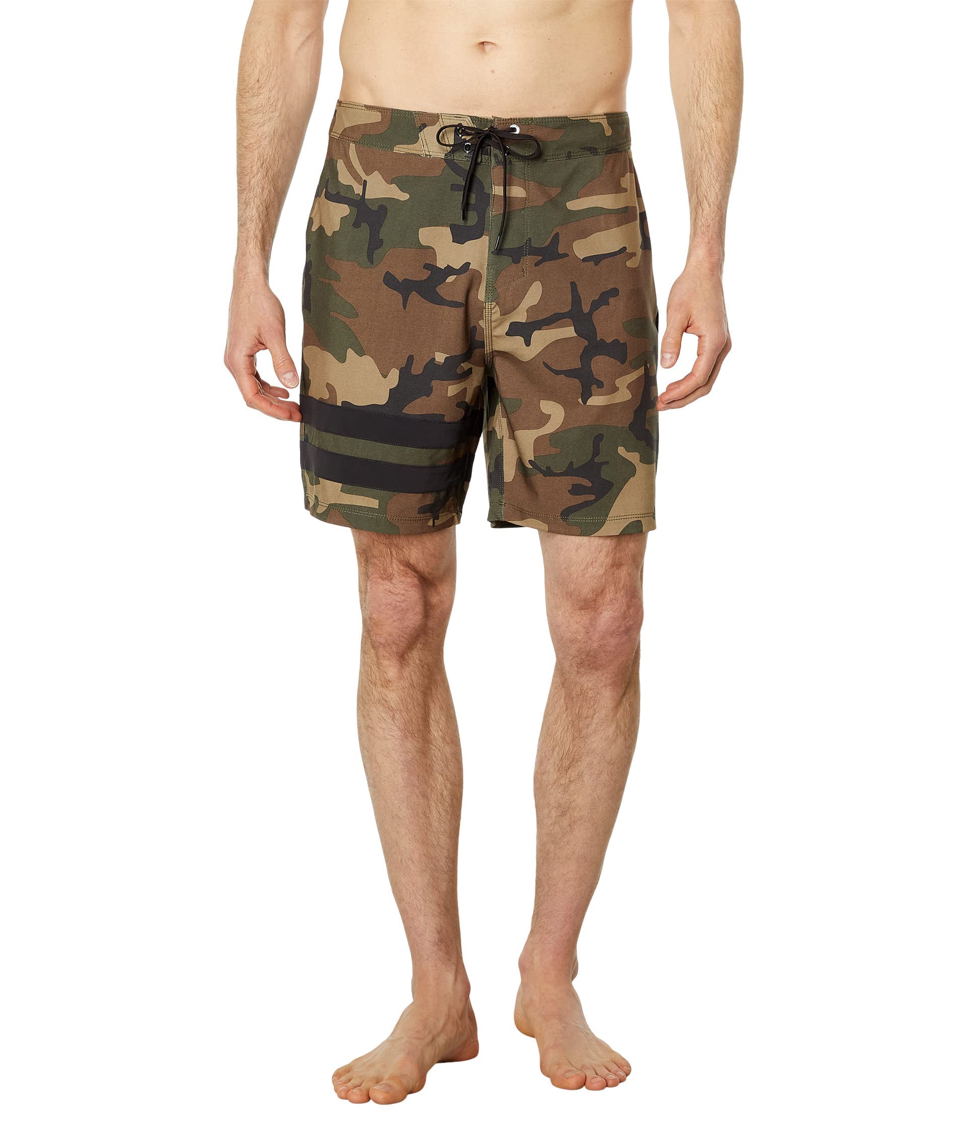 Hurley babylegs Division Men's Block Party 18' Swimsuit, Olive, 38