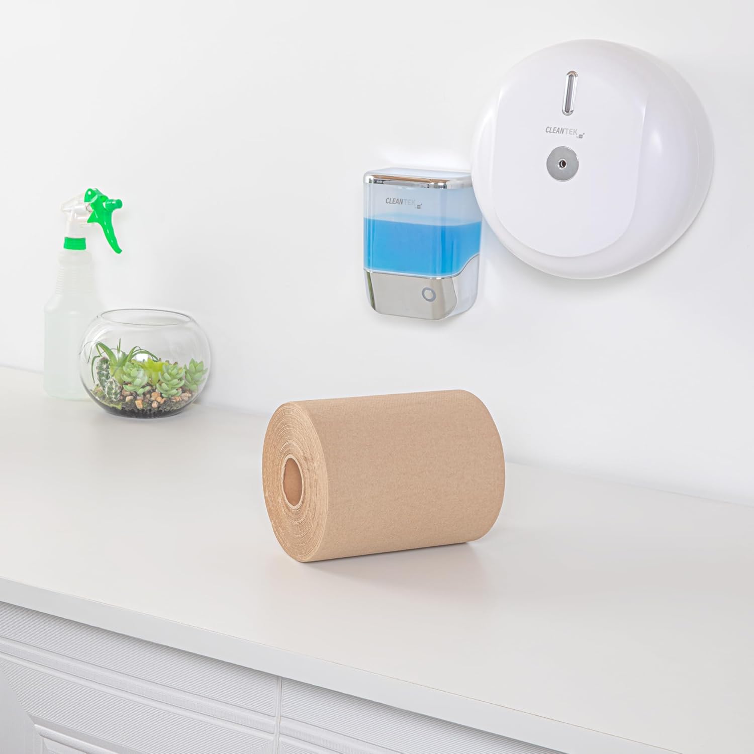 Restaurantware Paper Towel 12 Roll Case 600' 1-Ply Brown Paper Towel Roll Non-Perforated Absorbent Commercial Universal Core Kitchen Restroom Use