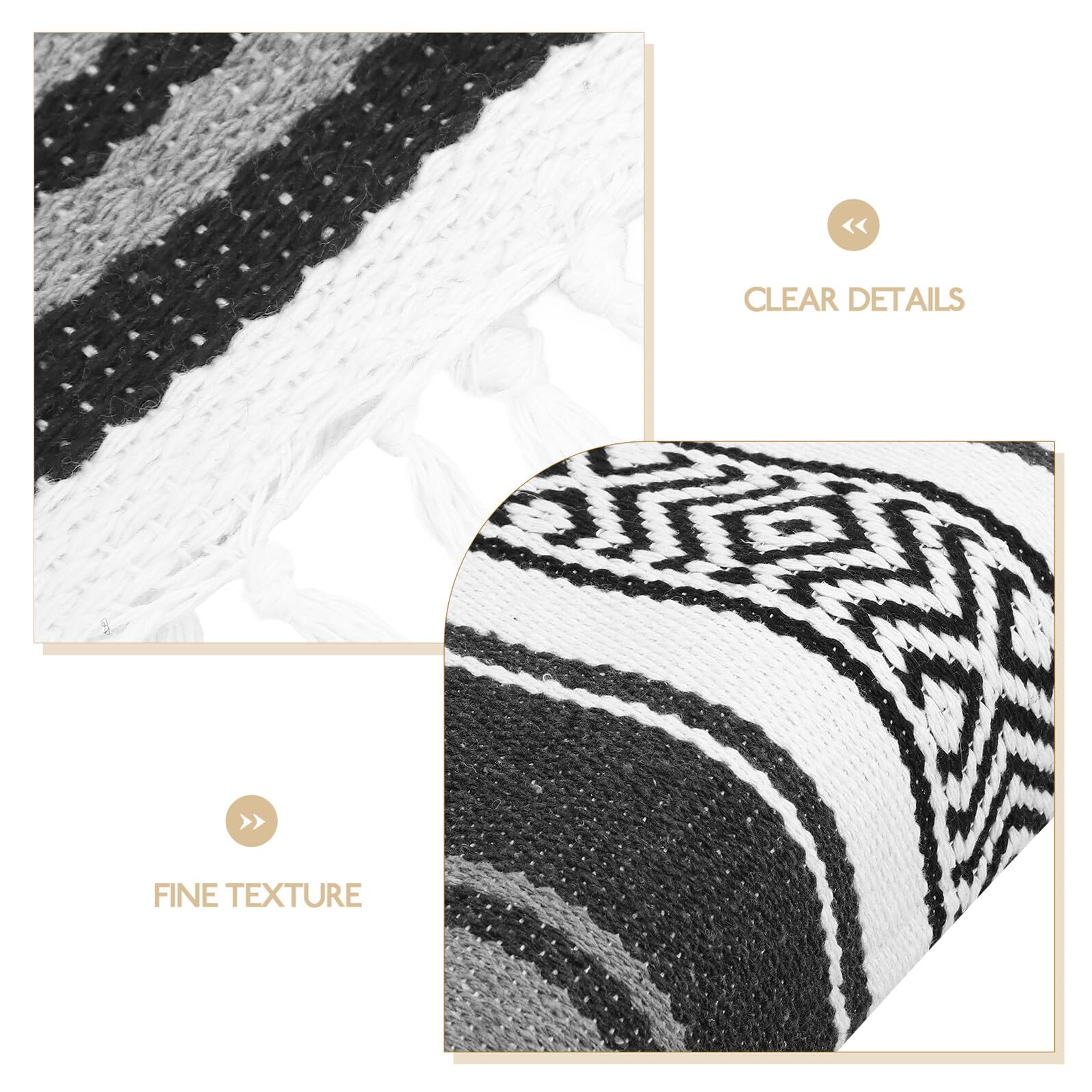 BETOOKY Couverture Mexicaine Tissée en Polyester et Coton Gris 130x180 Cm – Tapis de Yoga Doux et Épais, Plaid Multifonction pour Canapé, Salon et Voyage, Couverture de Canapé Patchwork