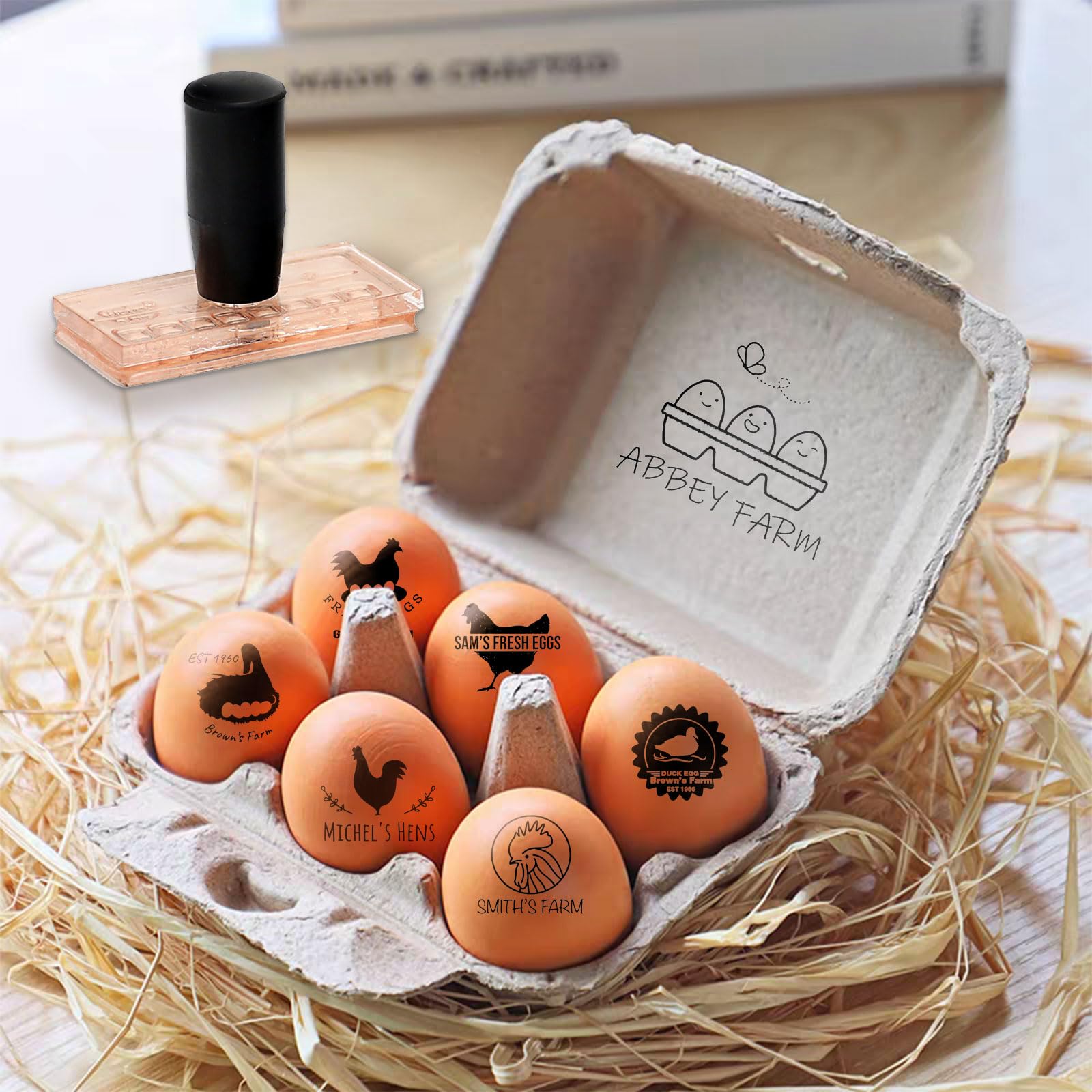 custyoulife Custom Egg Carton Stamp, Personalised Wooden Rubber Stamps for Fresh Eggs, Acrylic Eggs Carton Stamps, Custom Stamping, Unique Stamp Designs.