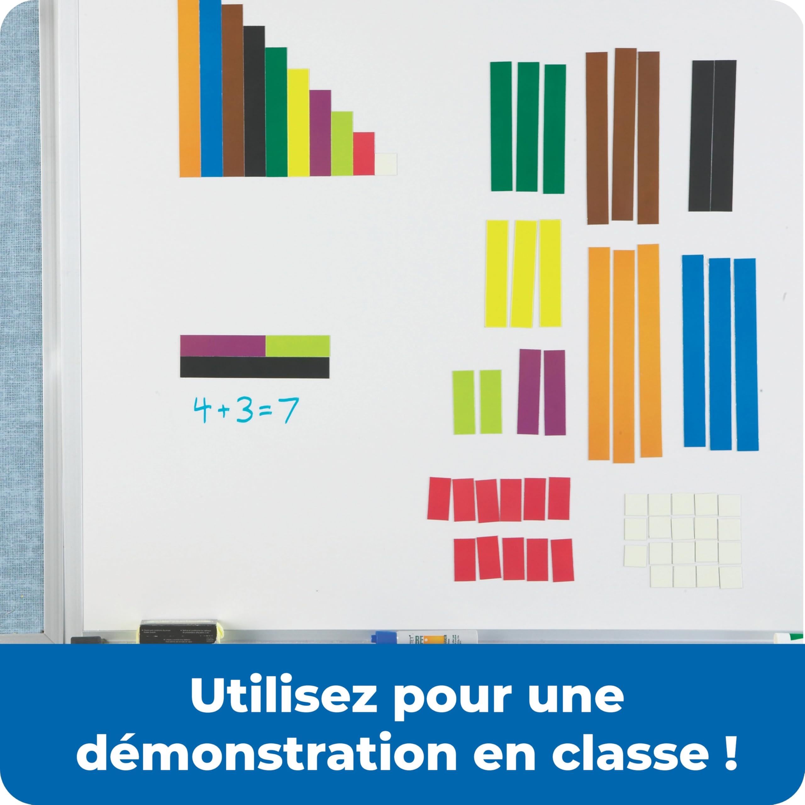 Learning Resources Barres Cuisenaire Magnétiques Géantes – Set de 64 Pièces – pour Tableau Blanc – Maths CP à CM2 – Idéal Enseignants et Classe – Cadeau Éducatif