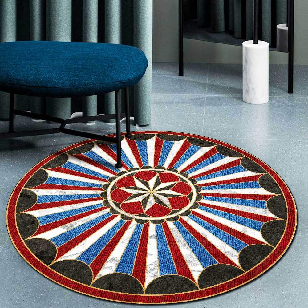 Tapis de salon rouge pour salle à manger et cuisine Ø190cm