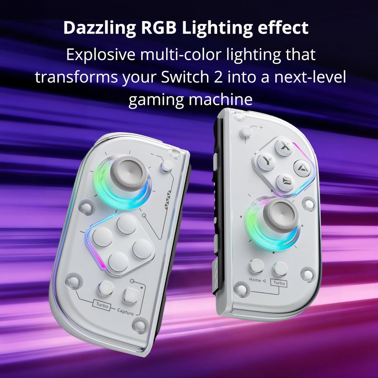 KTrix Wireless Switch Controller for Switch and Switch 2, Magnetic Charging Adapters Included, Hall Effect Anti Drift Joystick, 6-Axis Gyro Motion, Turbo and Macro Back Buttons, RGB Joypad, Family and Pro Gaming Set