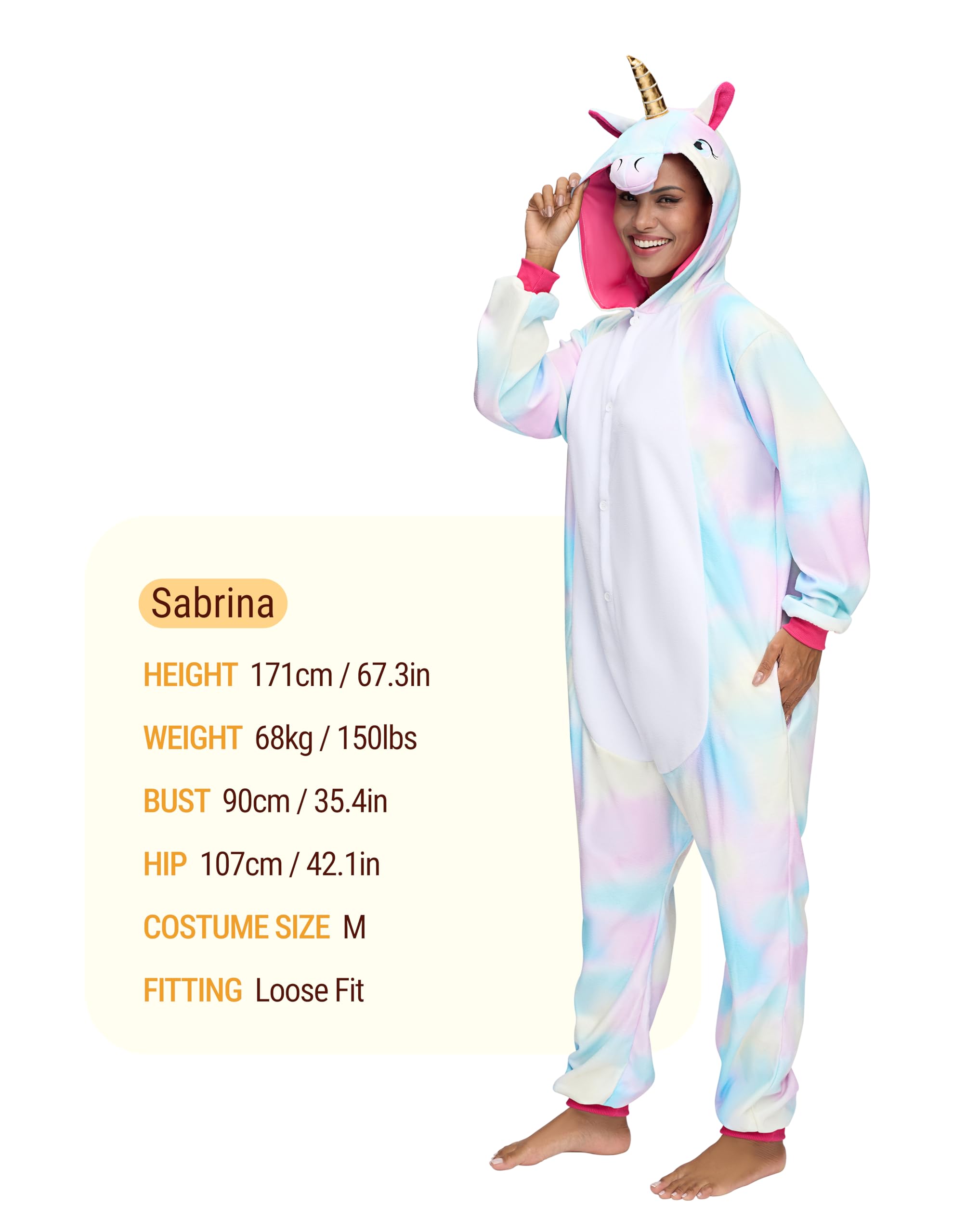 Spooktacular Creations Unisex Adult jumpsuit Plush jumpsuit Blue Colorful Unicorn Animal Costume M - Image 4