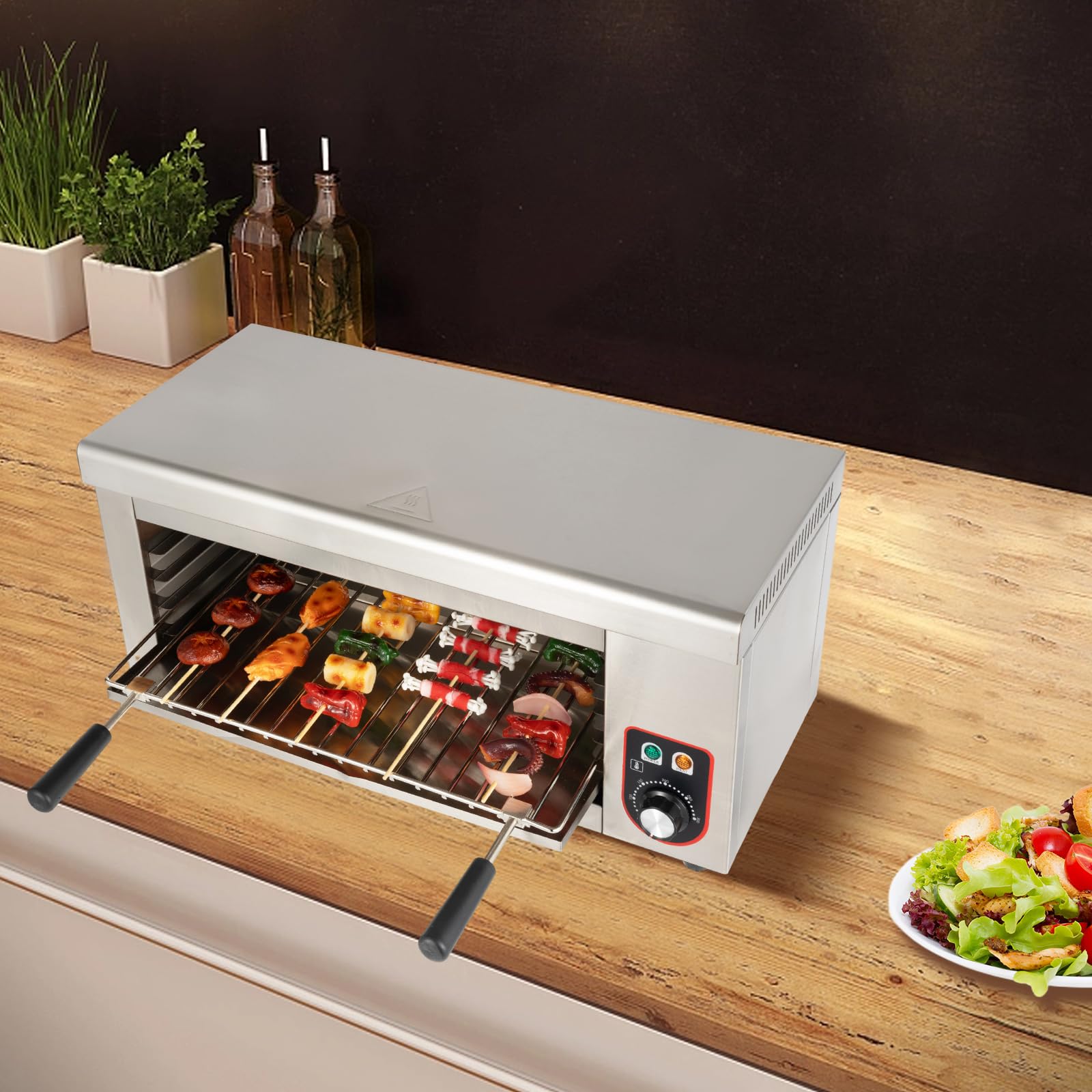 2000W Electric Cheese Melter Grill, 110V Commercial Salamander Broiler 120-570°F Stainless Steel Cheese Melter Machine Countertop Salamander Broiler Toaster Oven For Toast Sandwiches, Grill Steaks