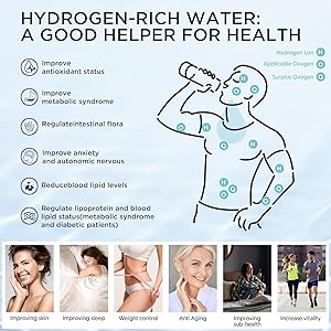 Aiwaylar Hydrogen Water Bottle - Portable, Rechargeable, LED Timer,3 Work Mode, Aluminum and Glass,360ML,Hydrogen Water Ionizer Machine with PEM/SPE Technology, Suitable for Office,Home,Gym Outdoor