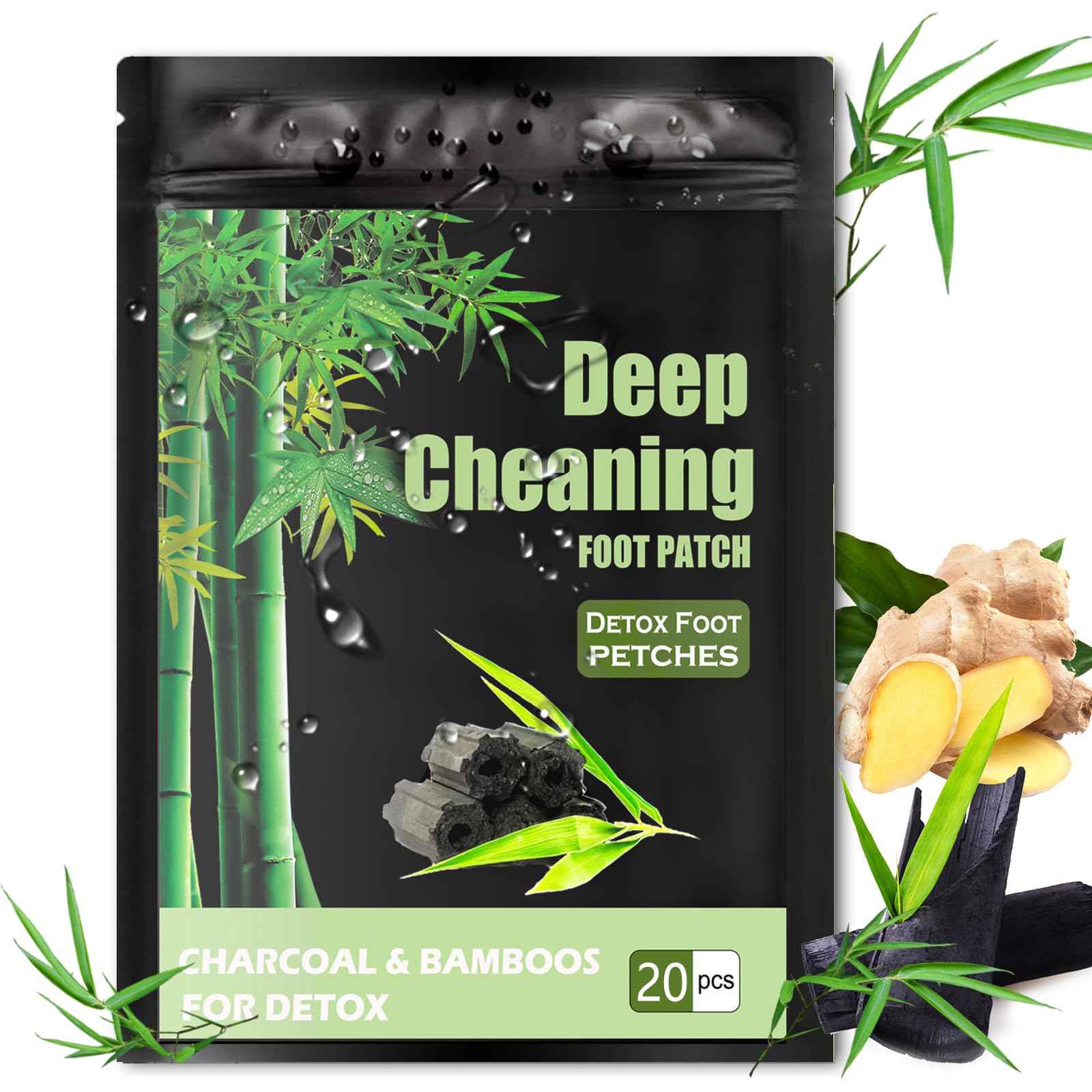 Detox Foot Patches, 20 Pcs Deep Cleansing Detox Foot Pads to Remove Body Toxins with Bamboos and Ginger Powder for Stress Relief, Deep Sleep and Enhance Blood Sleep Aid (20 PCS) (20PCS)