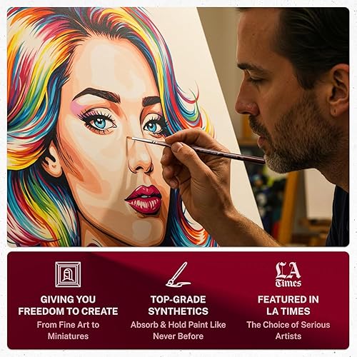 Miniatura 7 de Minute Serie XII juego de pinceles para detalles, 12 piezas, pinceles para miniatura, detalles finos y pintura de cuadros. Acrílico, acuarela, óleo