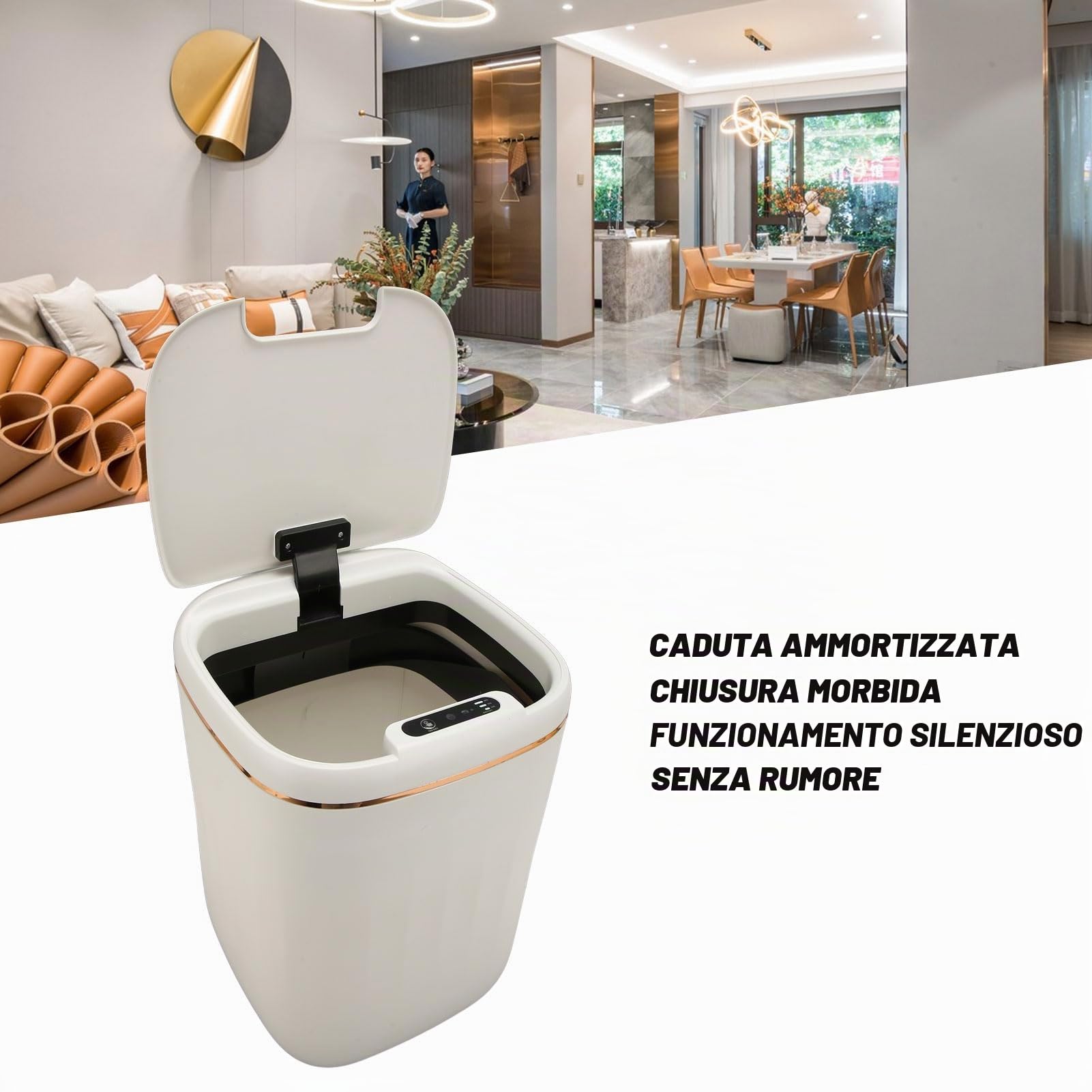 Pattumiera Automatica da 20 Litri, Pattumiera Intelligente Impermeabile a Prova di Odore, Pattumiera da Cucina con Sensore di Movimento | Bidone della Spazzatura Senza Tocco