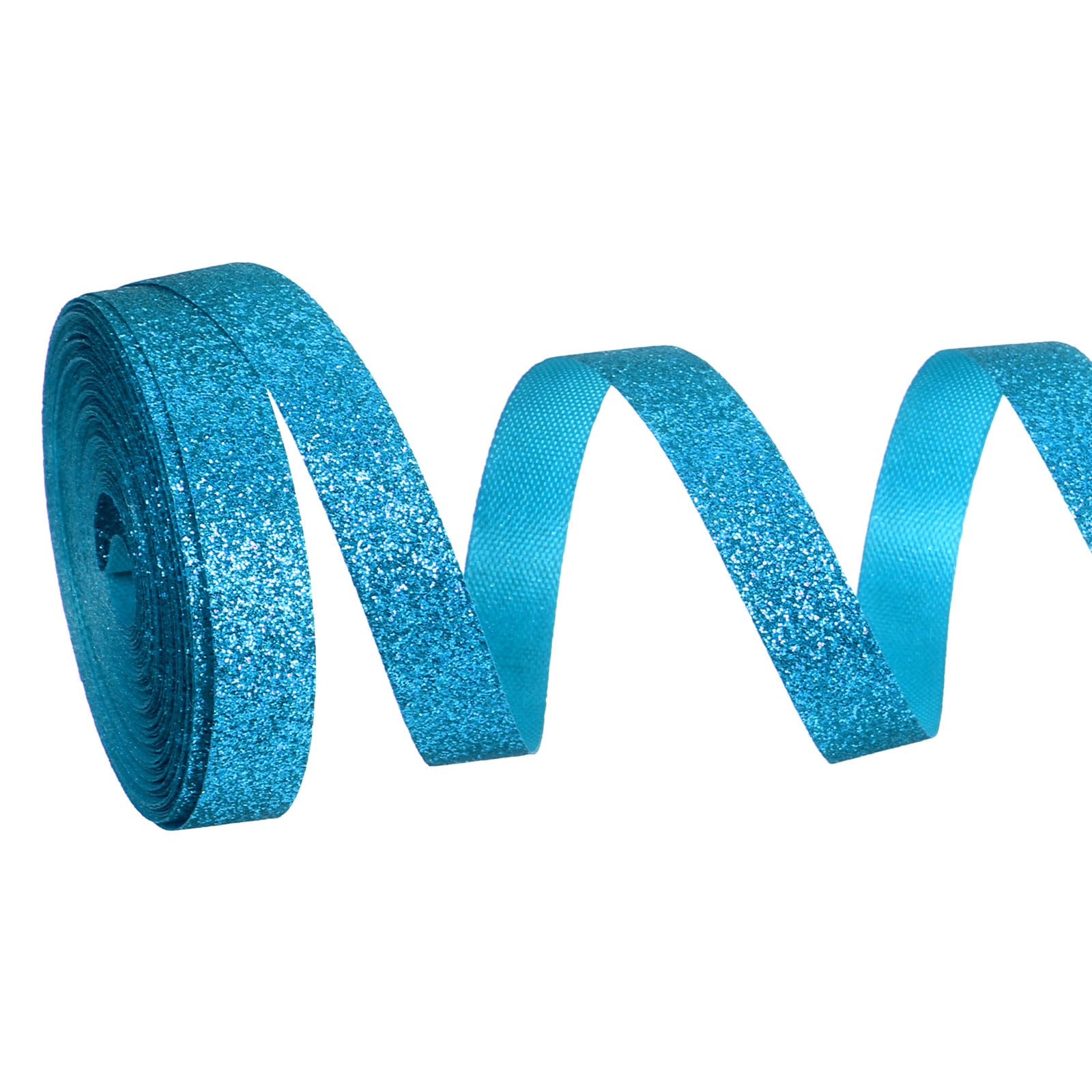 PATIKIL Metallic Glitter Ribbon Roll, 10mm x 9m Sparkly Ribbon Single Sided Cut Edge Gift Wrapping Fabric Rolls for DIY Crafts Wedding Bouquet Party Christmas Decor, Blue