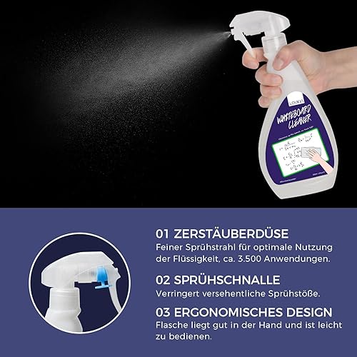 Miniatura 4 de loukin Paquete de accesorios para pizarra blanca | Kit de limpiador de pizarra blanca no tóxico (17 fl oz) y soporte magnético y adhesivo para