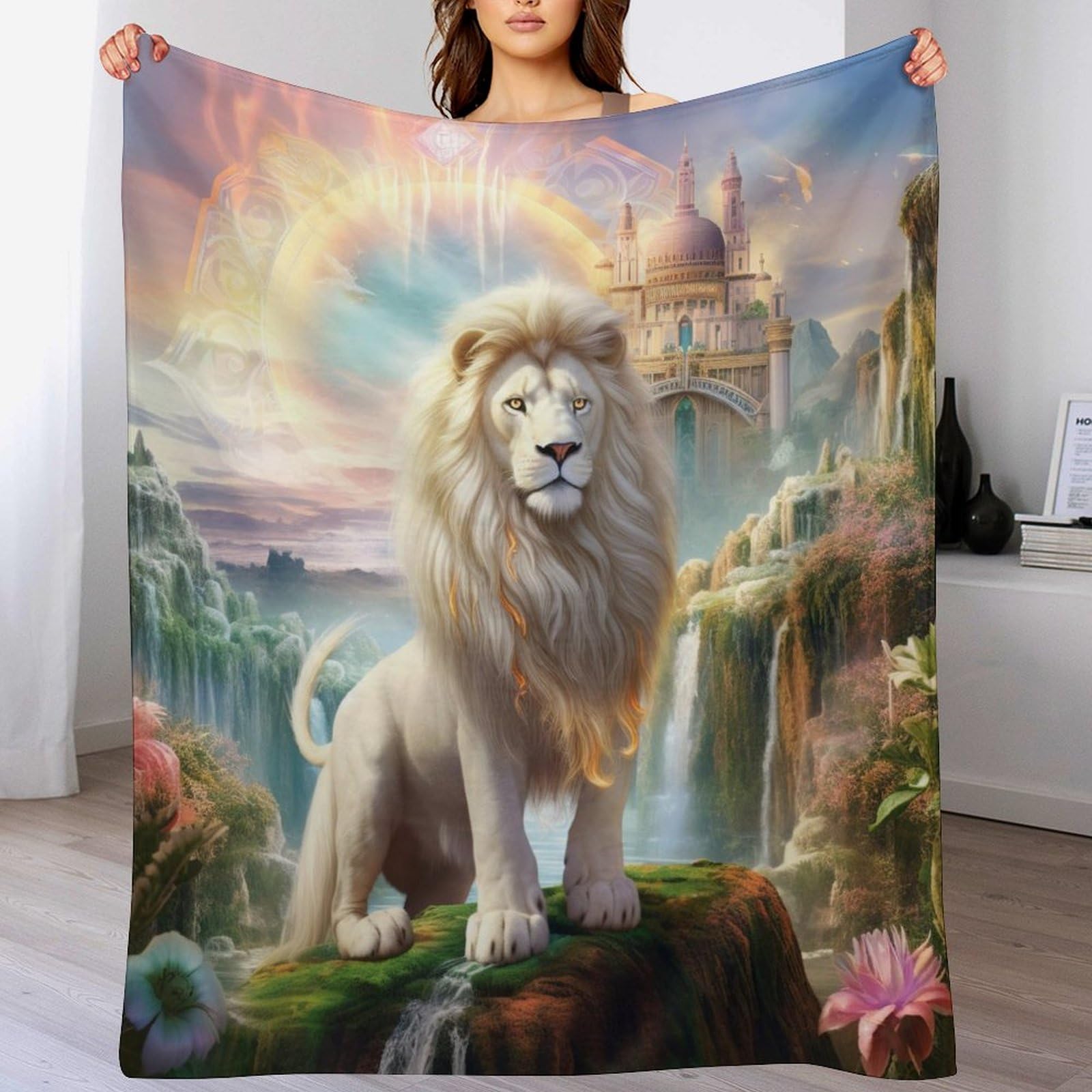 Plaid couverture polaire lion lit chaude contre les nuits fraîches