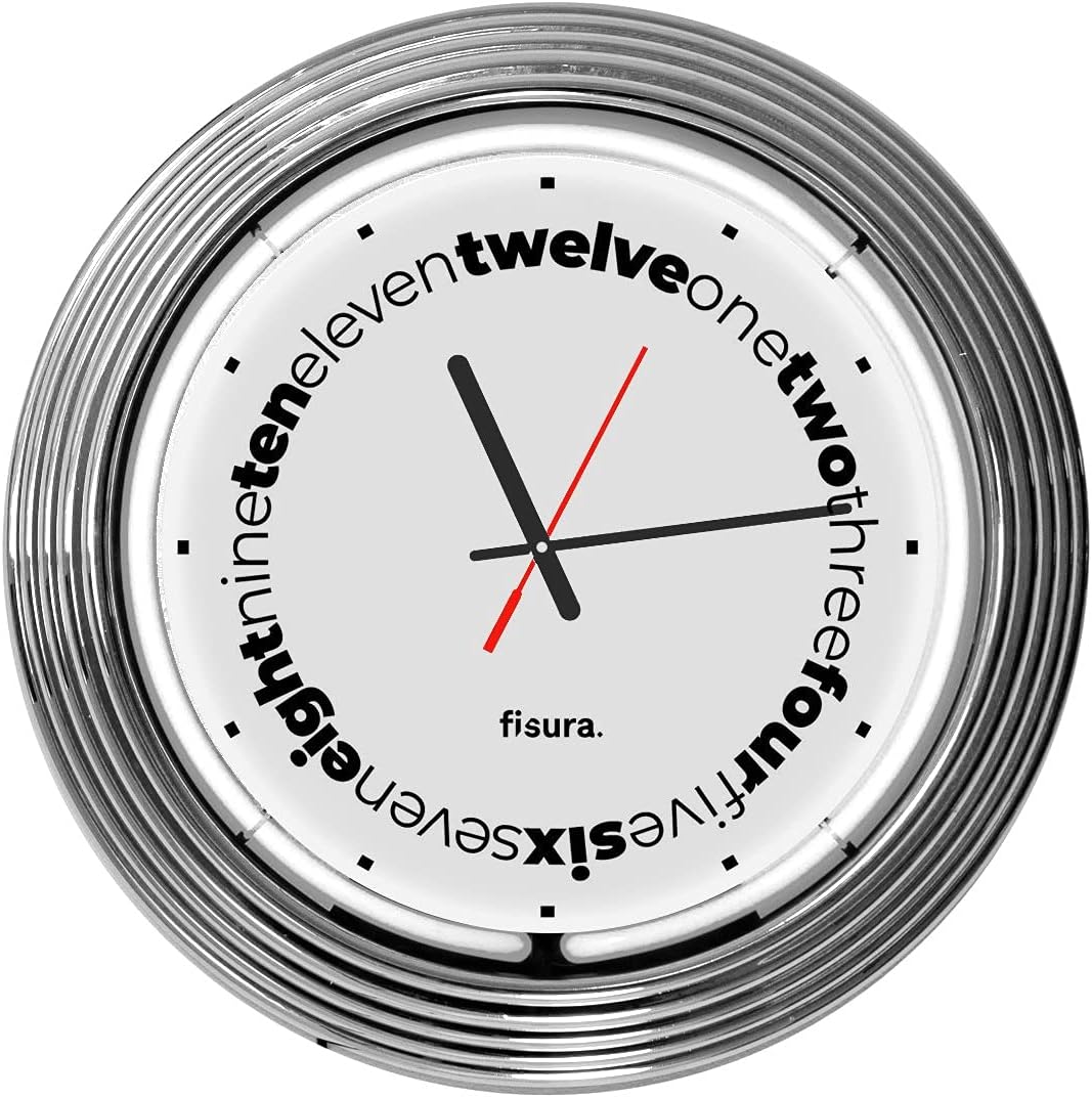 Fisura Neon Wall Clock White Home & Kitchen