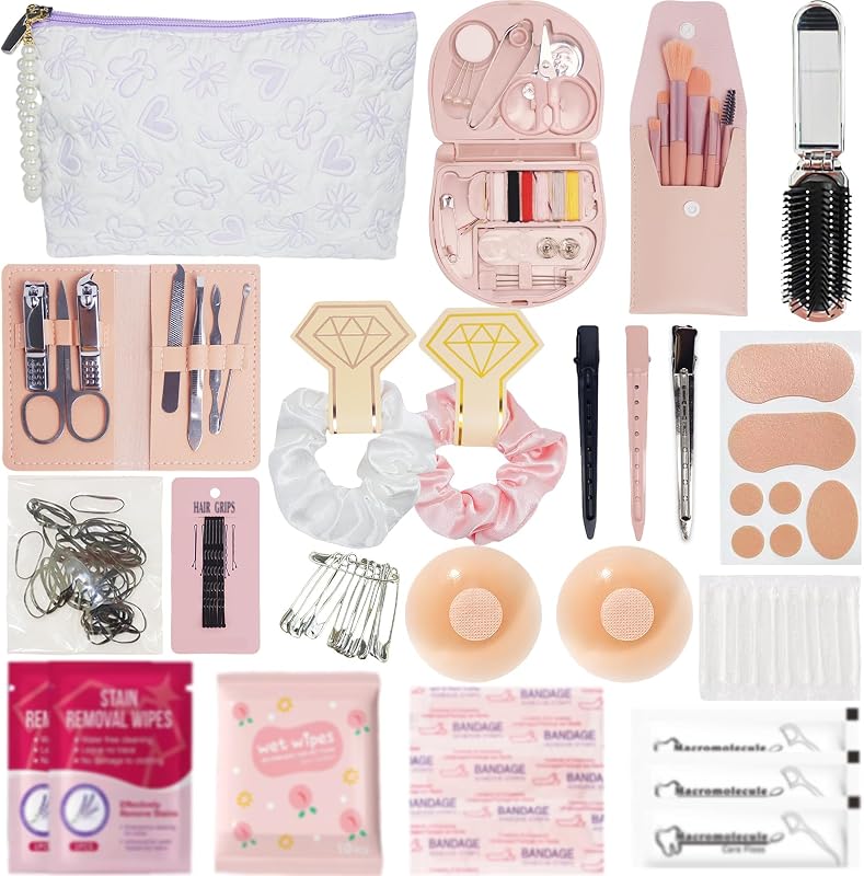 Kit de emergência para casamento IZEO com necessaire de maquiagem e 31 itens