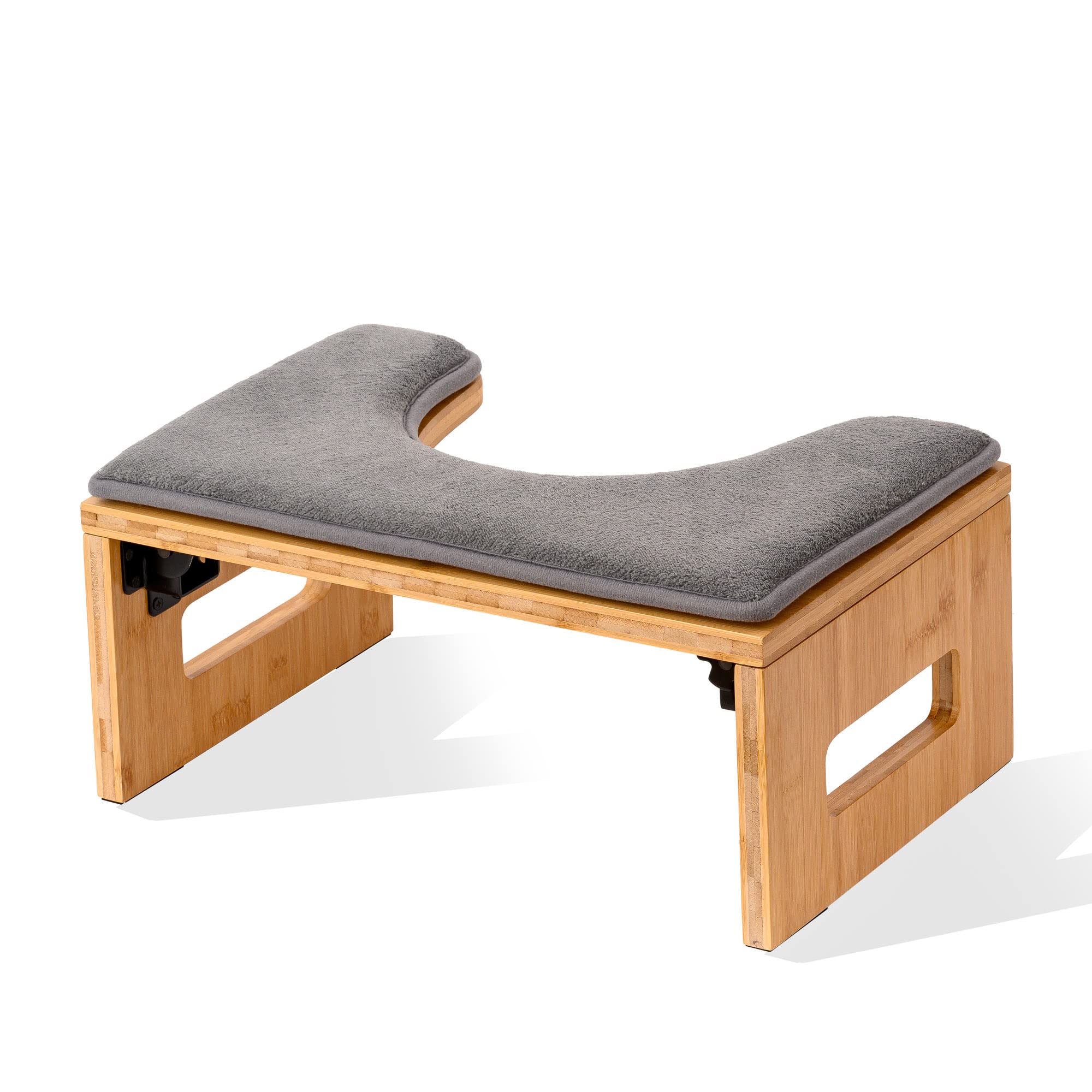 SophieCo Collapsible Bamboo Toilet Stool for Bathroom with Cover Mat