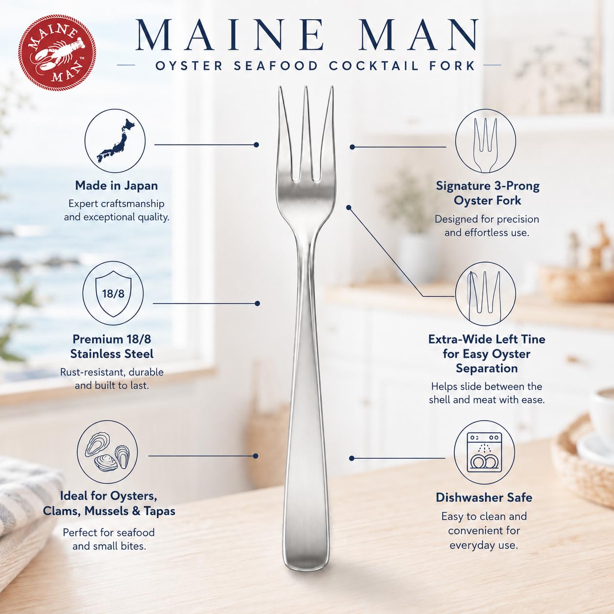 Maine Man Oyster Forks - Set of 4 -4