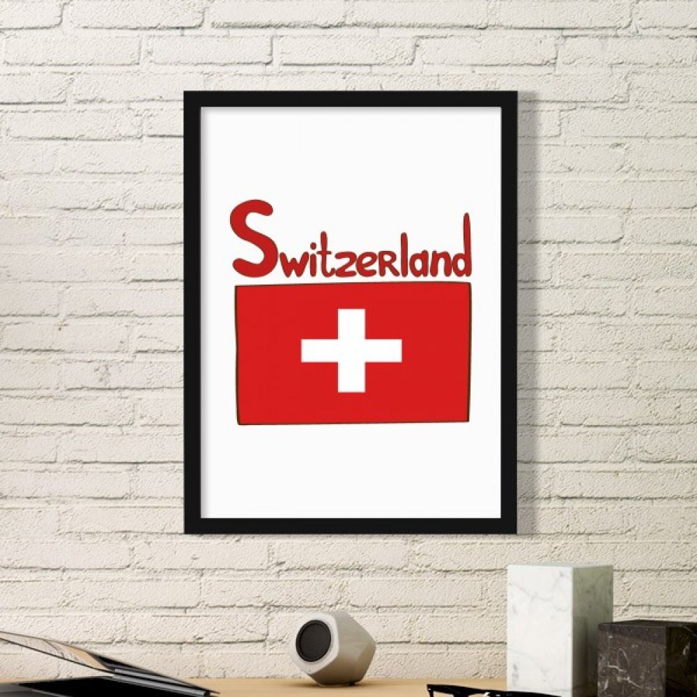 Drapeau National de la Suisse Cadre Photo Rectangle Bois Décoration Murale