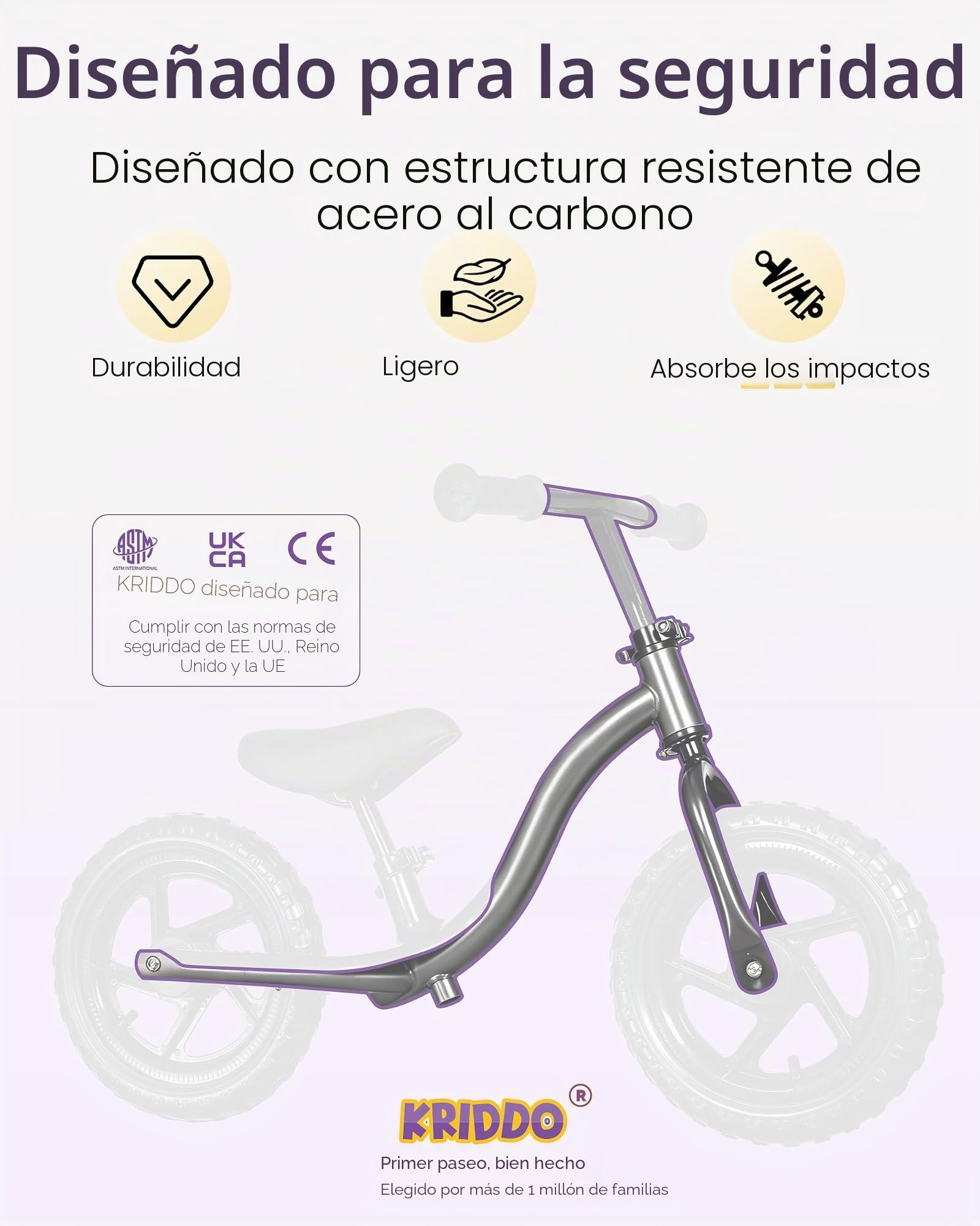 KRIDDO Bicicletas sin Pedales para Niños de 2 Años, Edades de 18 Meses a 4 Años, Bicicleta de Aprendizaje con Estabilidad y Reposapiés, Regalo para Niños de 2 a 5 Años | 2 años