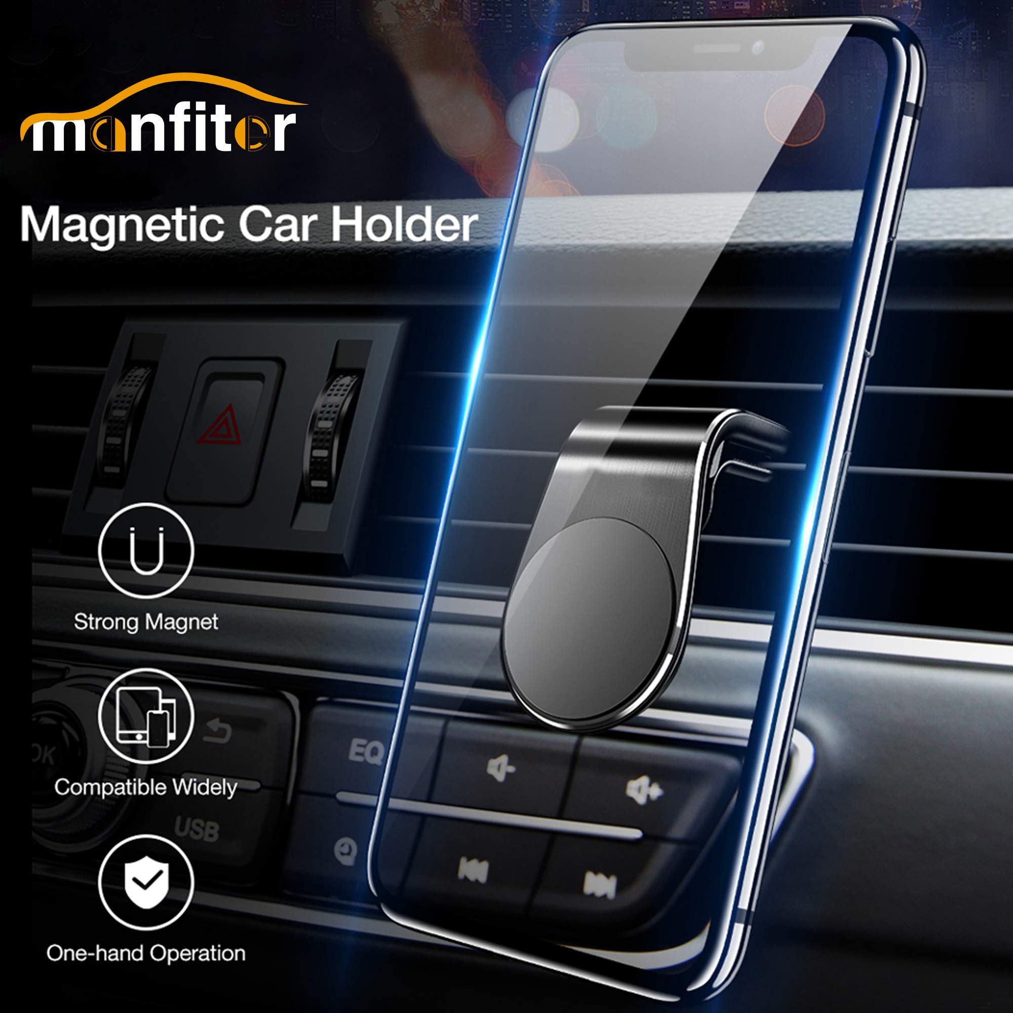 LINKPAL Magnetic Car Air Vent Phone Mount Holder - Universal, Silver (1 Pack)