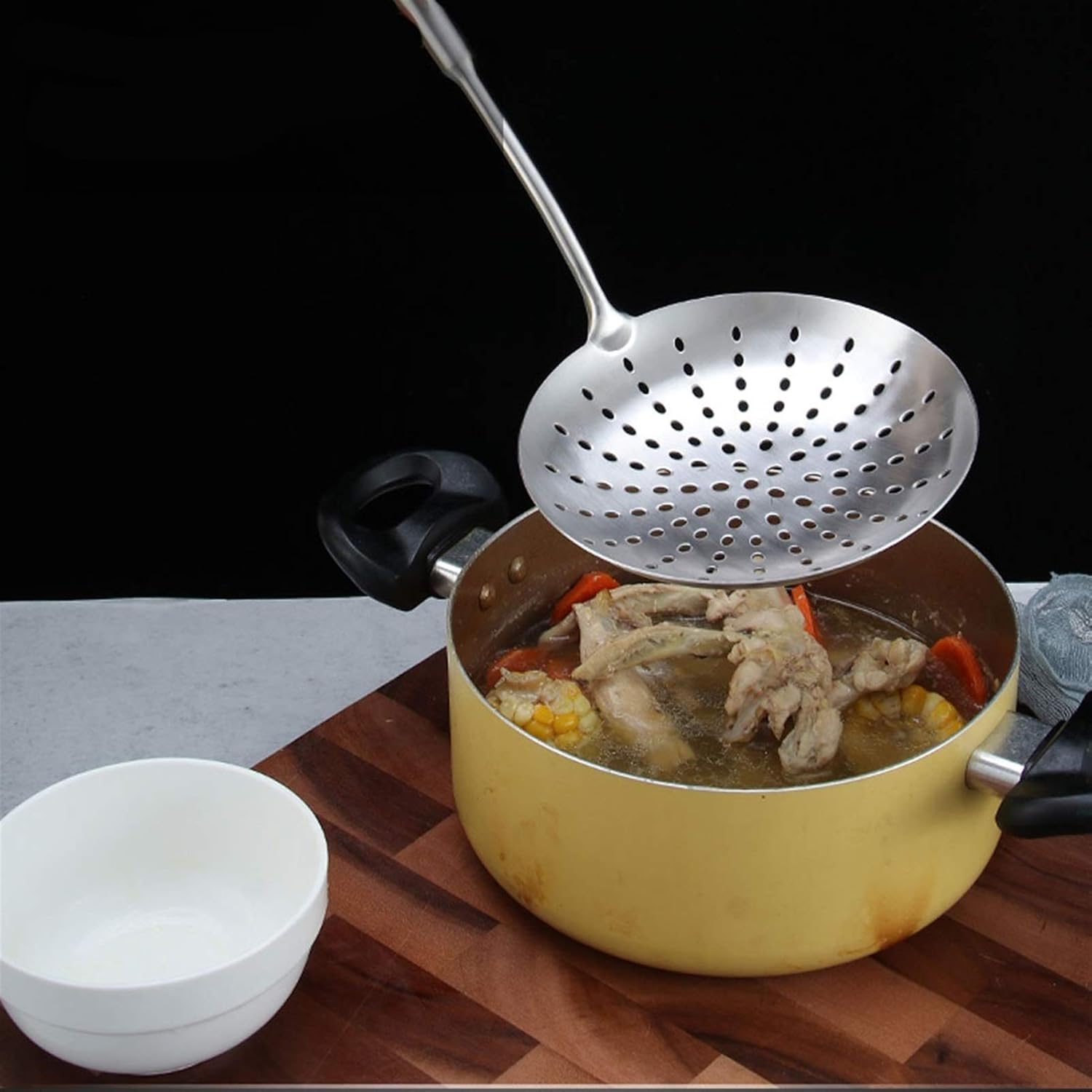 Kitchen Food Strainers Sifters Fine Filter Kitchen and Household Use Stainless Steel Spider Filter Professional Grade Handle Skimmer Spoon Perfect Frying Utensil(silver) cookingFilter pot