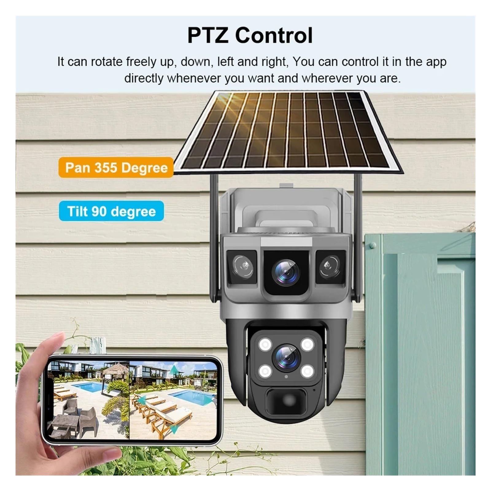 Caméra WiFi 4G Solaire à Double Objectif 12MP 6K