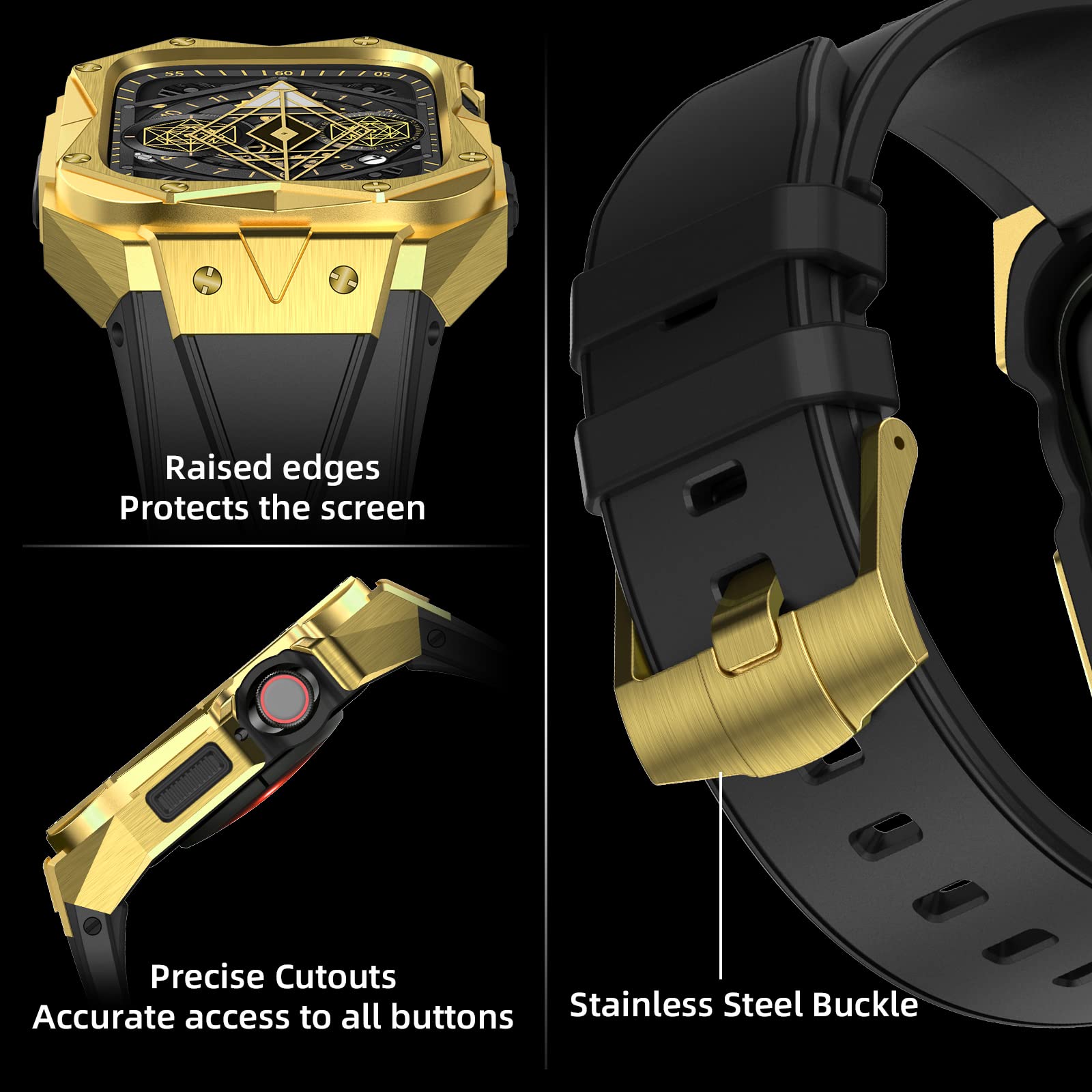 DAZE - Custodia protettiva compatibile con Apple Watch serie 9, 8, 7, 6, con custodia da 44 mm e 45 mm, in silicone monopezzo, resistente agli urti, in TPU durevole