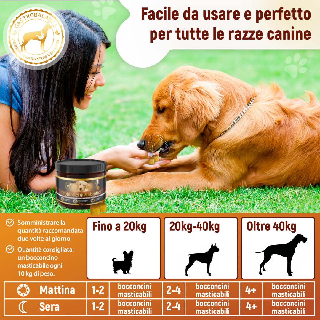cani probiotici – 60 bocconcini masticabili naturali prebiotici e probiotici per Cane - Sapore di Pollo (Italiano)