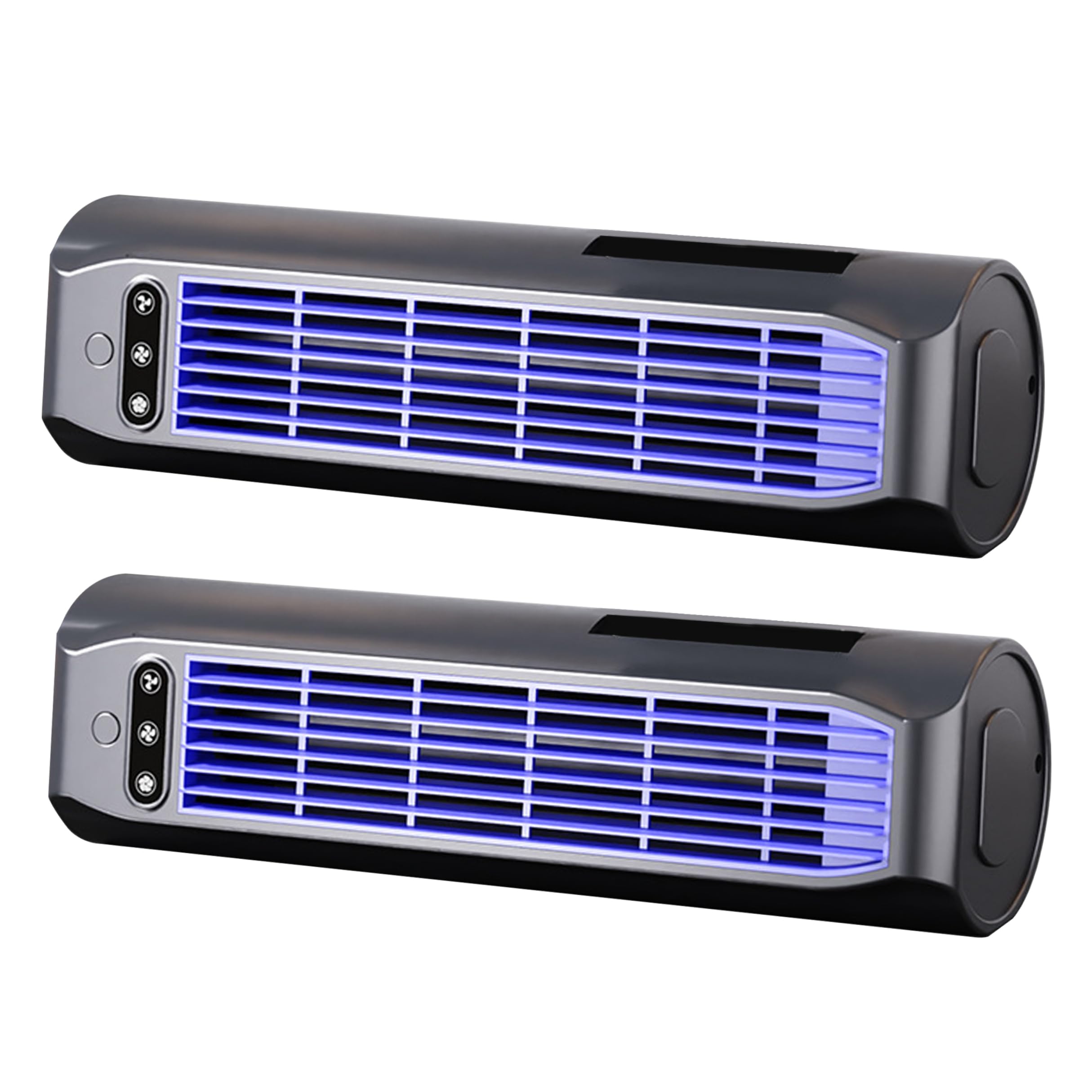 Gris 2 Juegos de Aire Acondicionado Inalámbrico Ventilador de Torre Pequeña Recargable USB de 3 Velocidades Ventilador de Enfriamiento de Montaje en Pared y Reclinado con Soporte para Teléfono para