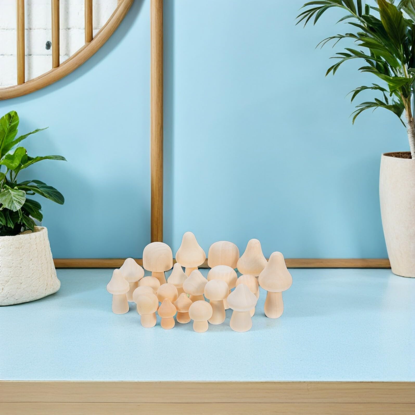 50piezas Muñeca de Madera Cabeza de Hongo para Manualidades de Arte y Bricolaje Incluye Clavijas de Madera