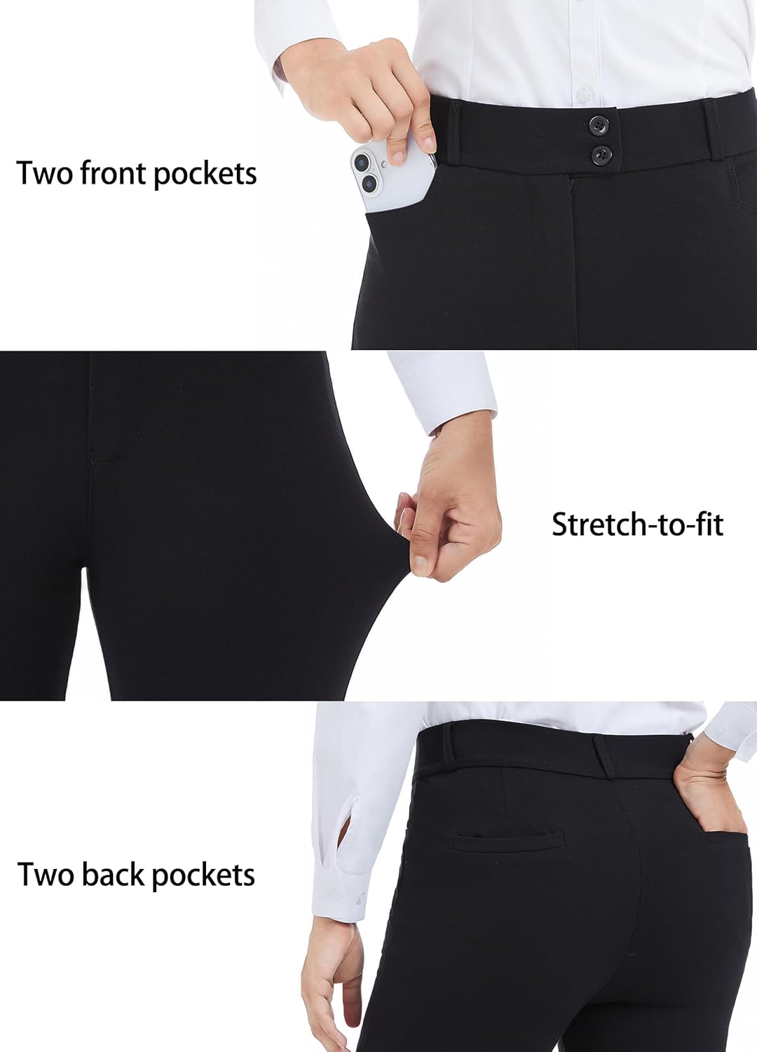 ZTN Women's Stretchy Straight Leg 26.8" Dress Yoga Pants with Pockets for Work Casual - Image 5