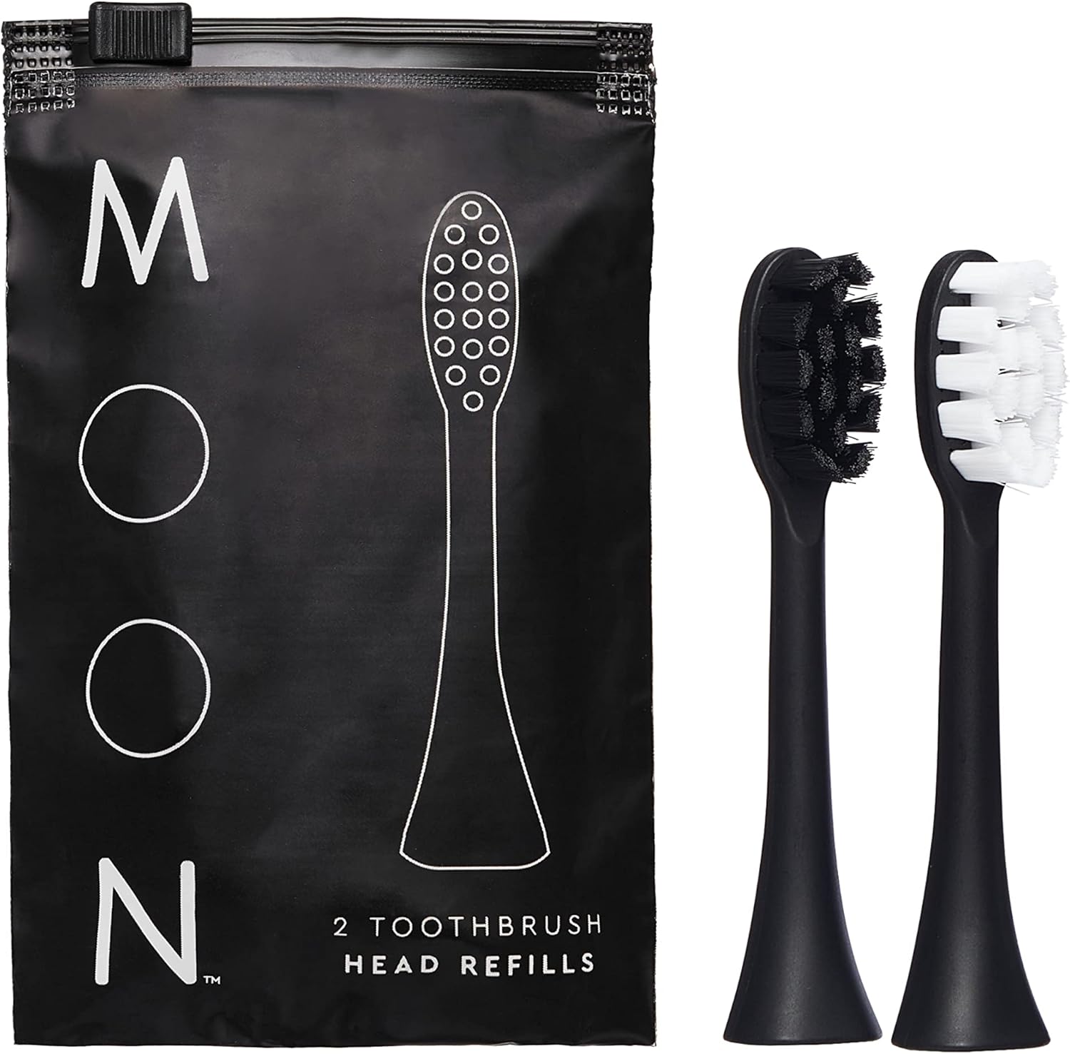 MOON Electric Toothbrush Heads – 2 Replacement Heads for The MOON Electric Toothbrush – Each with 720 Tapered Ultra-Fine Dupont Bristles – Lasts Up to 4X Longer – Black (2 Count) MOON Electric Toothbrush Heads – 2 Replacement Heads for The MOON Electric Toothbrush – Each with 720 Tapered Ultra-Fine Dupont Bristles – Lasts Up to 4X Longer – Black (2 Count)