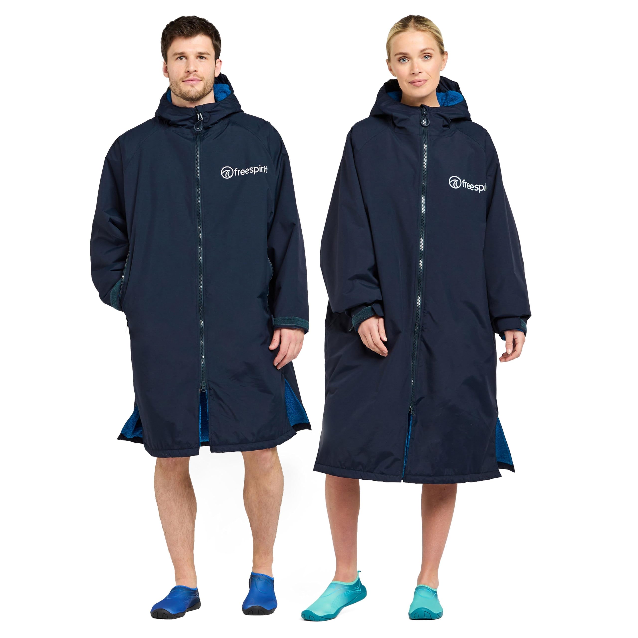 FREESPIRIT Waterproof Changing Robe For Adults - Fleece Lined, Hooded, Windproof, Oversized Unisex Thermal Changing Coat For Winter, Swimming & Outdoor Use