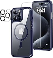 Vista 9 de Funda magnética diseñada para iPhone 13 Pro Max [compatible con MagSafe] con protector de pantalla y protector de lente de cámara, funda Azul