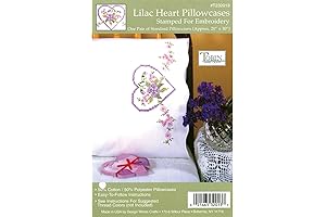 Tobin Lilac Hearts Stamped Cross Stitch Pillowcases