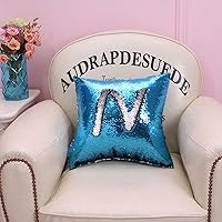 Vista 8 de MOCOFO Juego de 2 fundas de almohada reversibles con purpurina primaveral, diseño de sirena, con lentejuelas mágicas, color verde azulado