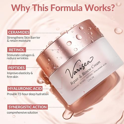 Miniatura 3 de Crema reparadora y renovadora  Hidratante facial antienvejecimiento con retinol, ceramidas, péptidos y ácido hialurónico  para reafirmar y renovar