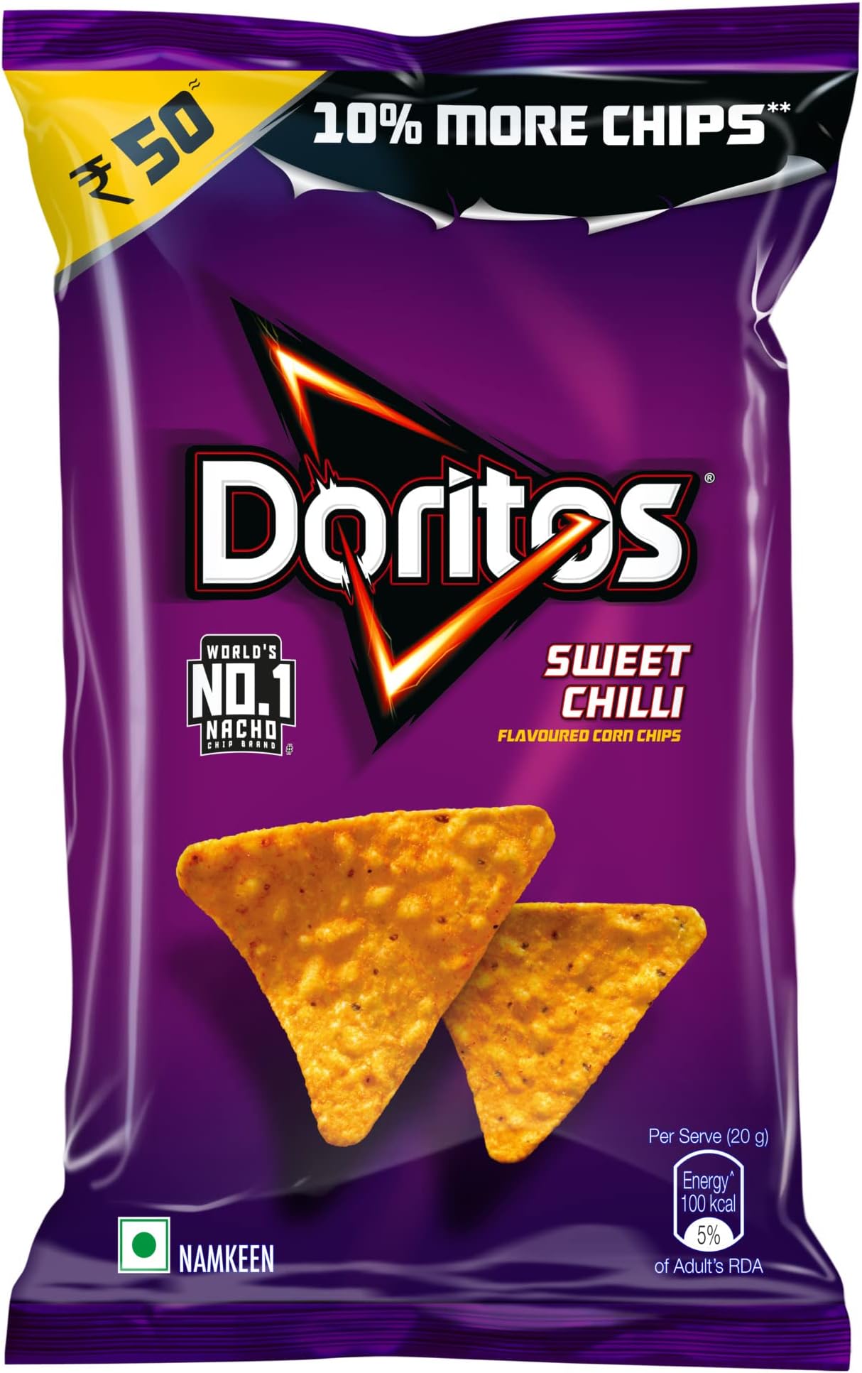Nacho Chips 75g/82.5g/100g, Sweet Chilli Flavour, Crispy Chips and Snacks, Big Pack (Weight May Vary)