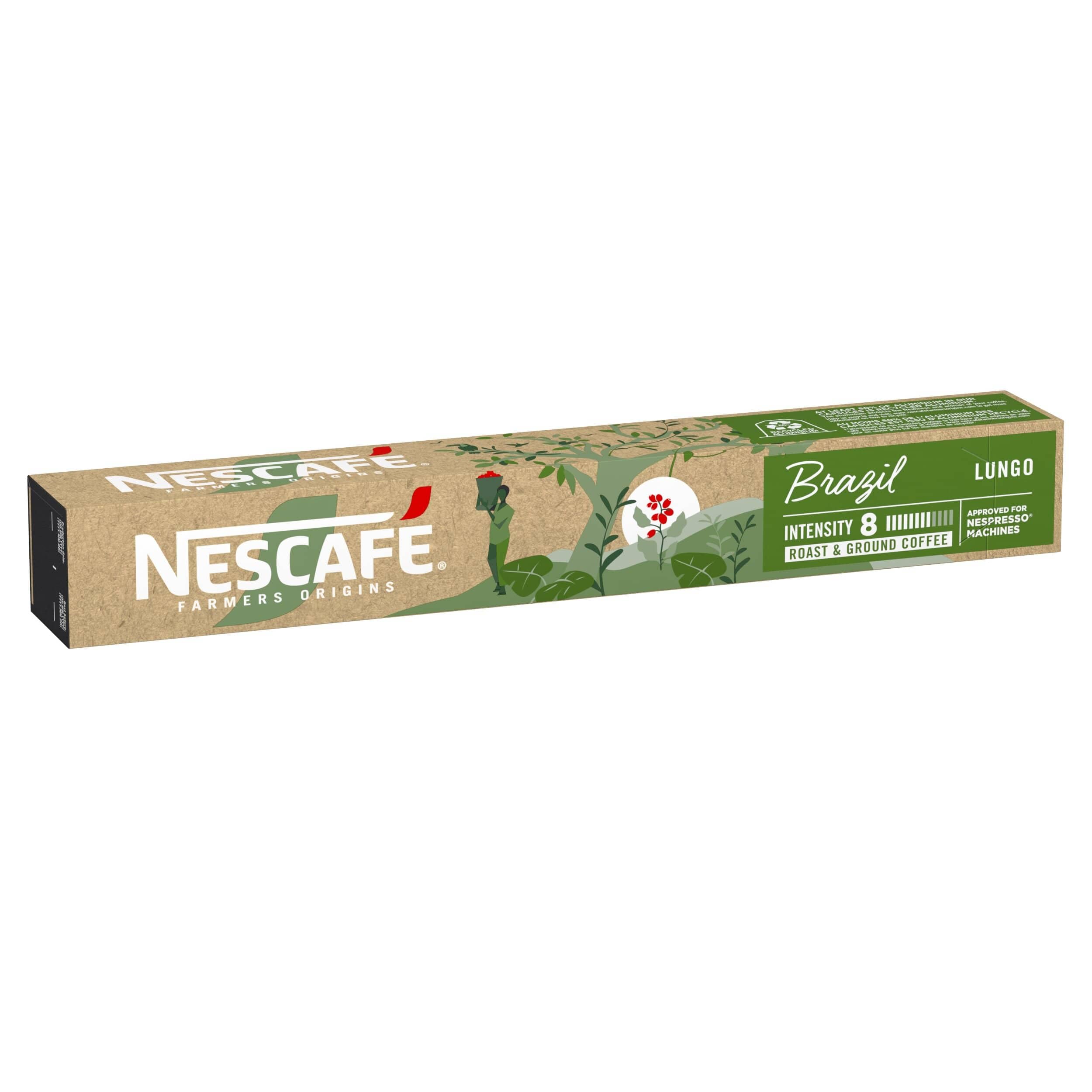 NESCAFÉ Farmers Origins Brazil Lungo Cápsulas de Café 6 x 10 Unidades - Aprobado para Máquinas Nespresso