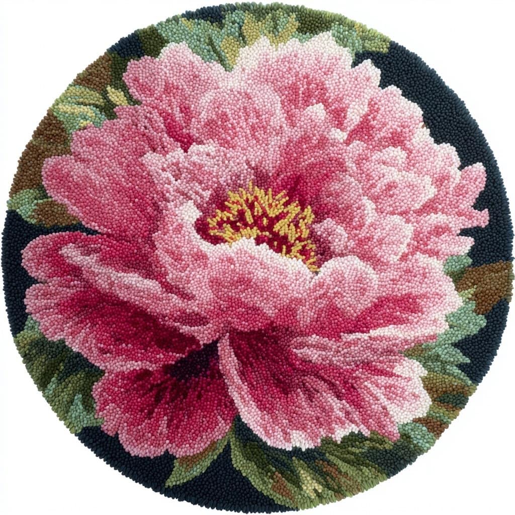 AMBATTERY Latch Hook Rug Kit Latch Hook Kits,Peony Flowers