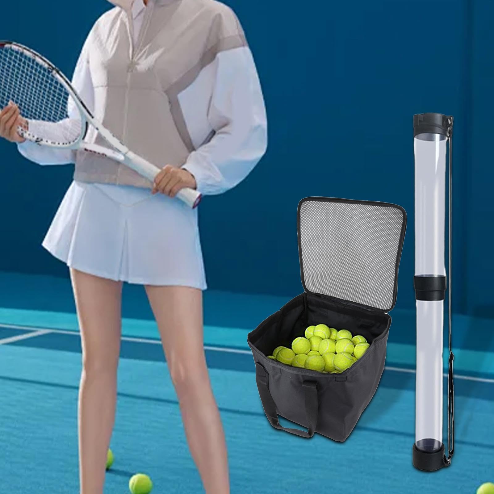 Vaveren Tennis Ball Picker Upper Pickleball Pick up Tube Retractable Outdoor Sports Beginners Carrier Large Capacity Pickup Collector