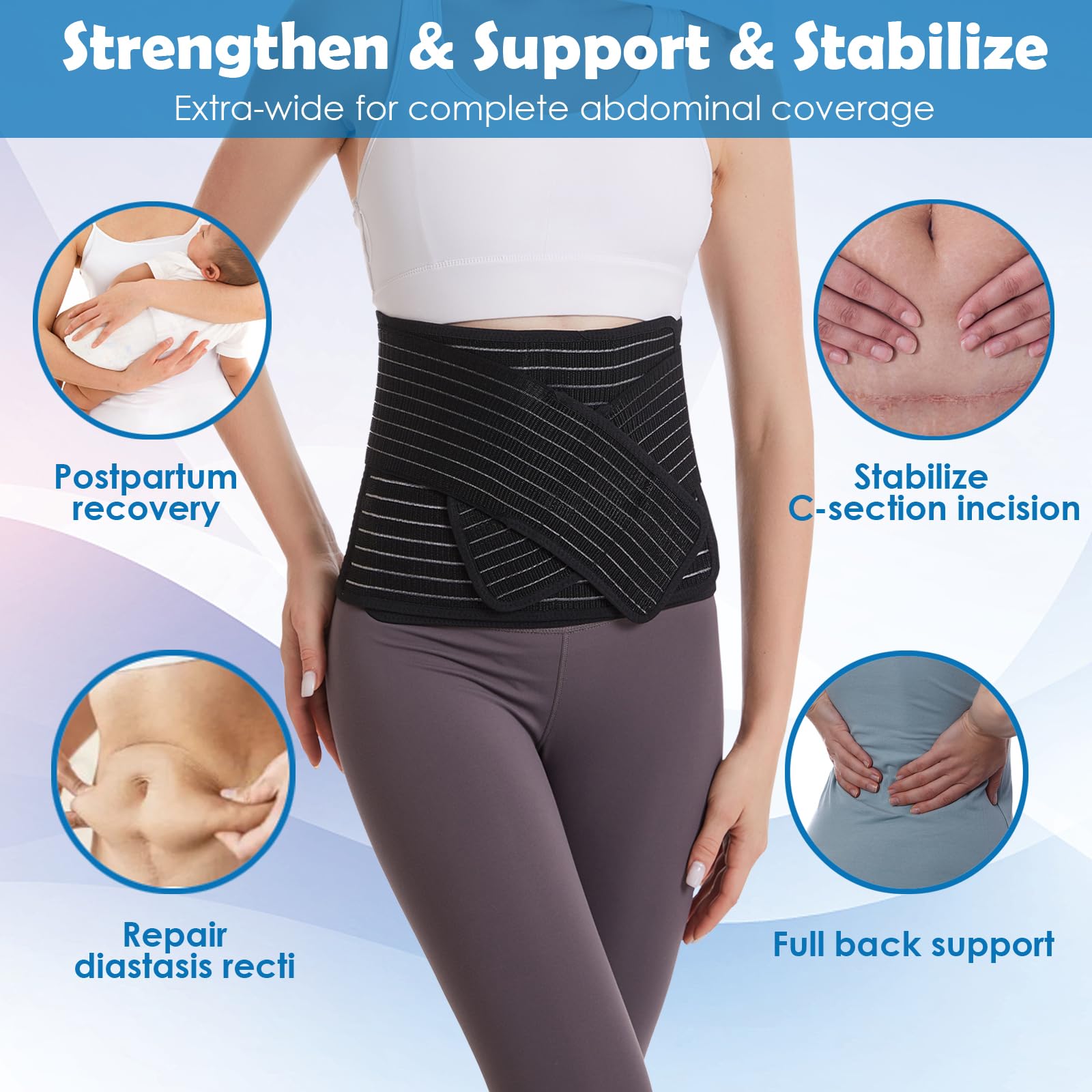 Paskyee Faja abdominal postparto, faja abdominal postquirúrgica, faja para cuidados posnatales, faja de cintura/pelvis para aliviar el dolor de espalda.