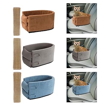 Macaso Small Dog Cat Car Travel Booster Seat Armrest Pet Bed Durable Brown