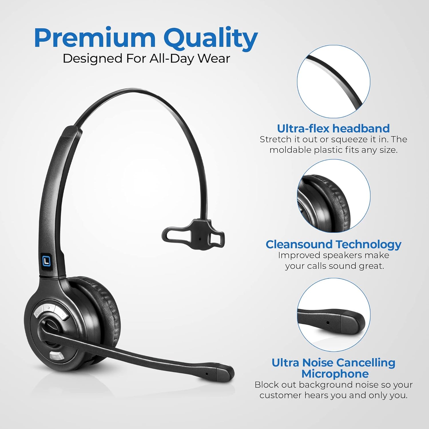 Leitner LH270 – Wireless Office Headset with Microphone for Telephone and Computer – Works with Avaya, Yealink, Polycom, Cisco, VoIP and 99% of Desk Phones and PC’s (USB and Phone Jack) : Office Products