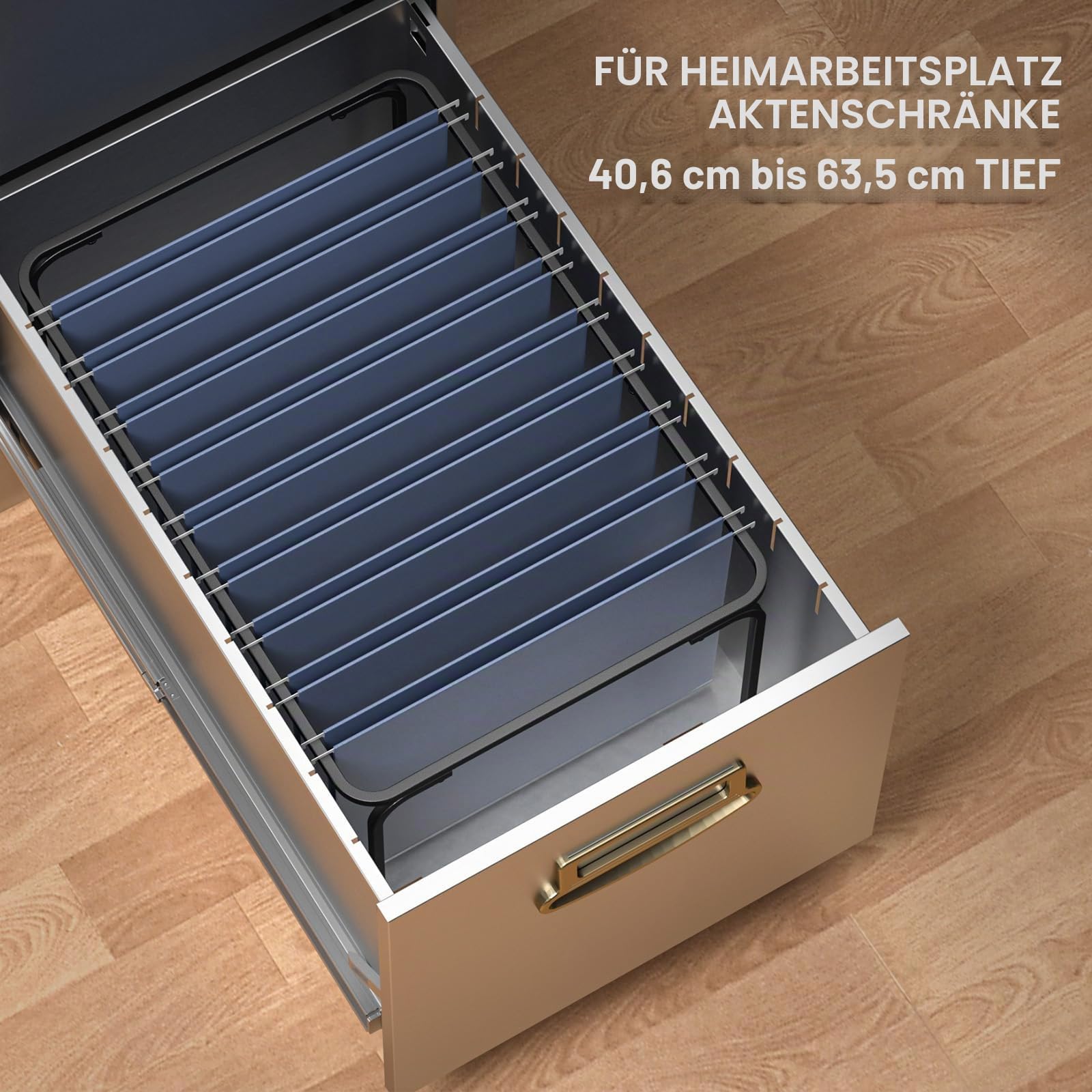 Hängeregistratur-Rahmen, rechtliche/Briefgröße, verstellbare Länge 40,6–63,5 cm, 32,598 W 24 cm H, Hängemappenhalter für Schreibtisch-Organizer und Metallschiene in Aktenschrankschublade, 2