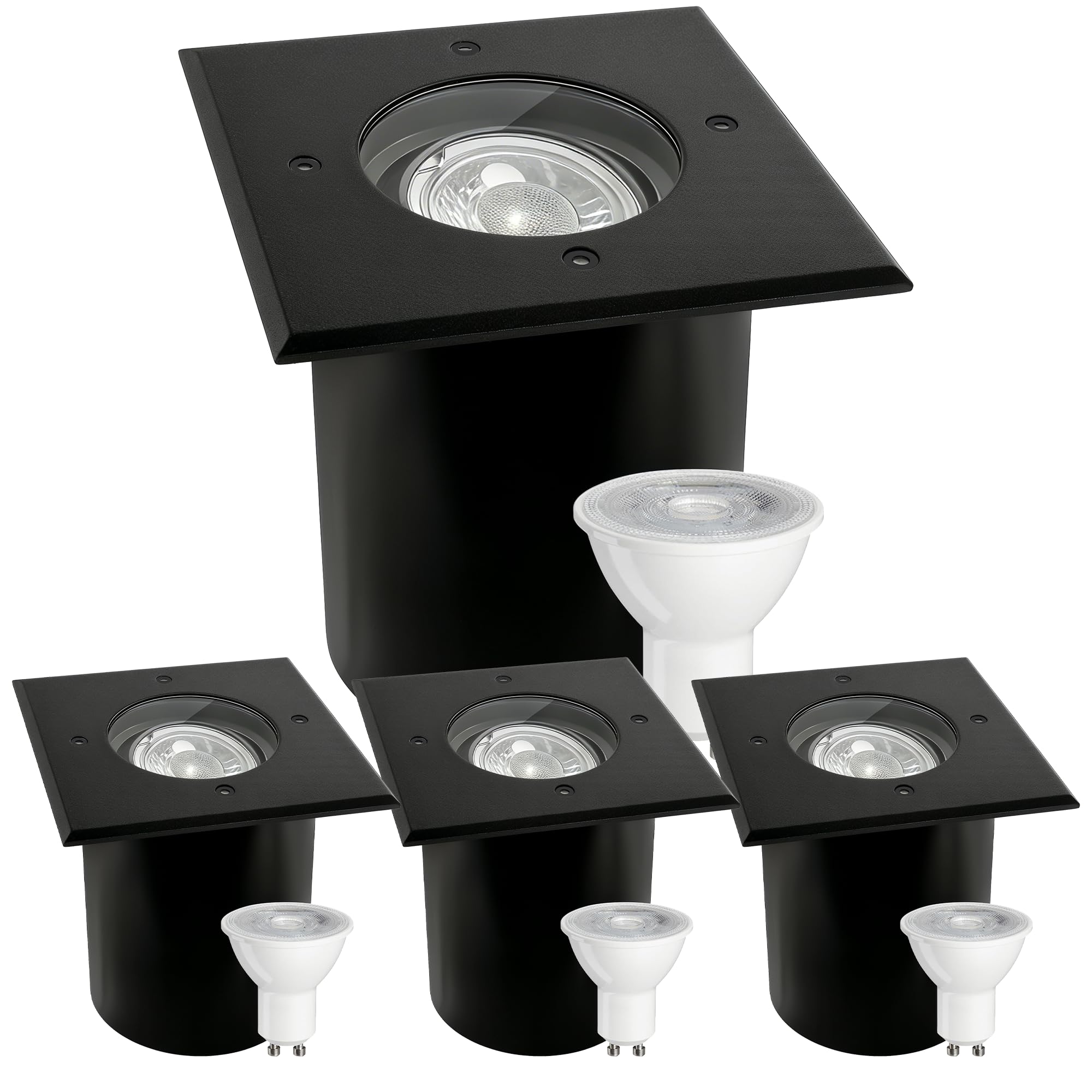 JNR Spot Encastrable Exterieur IP67 étanche 230 V, Noir 4 Pack