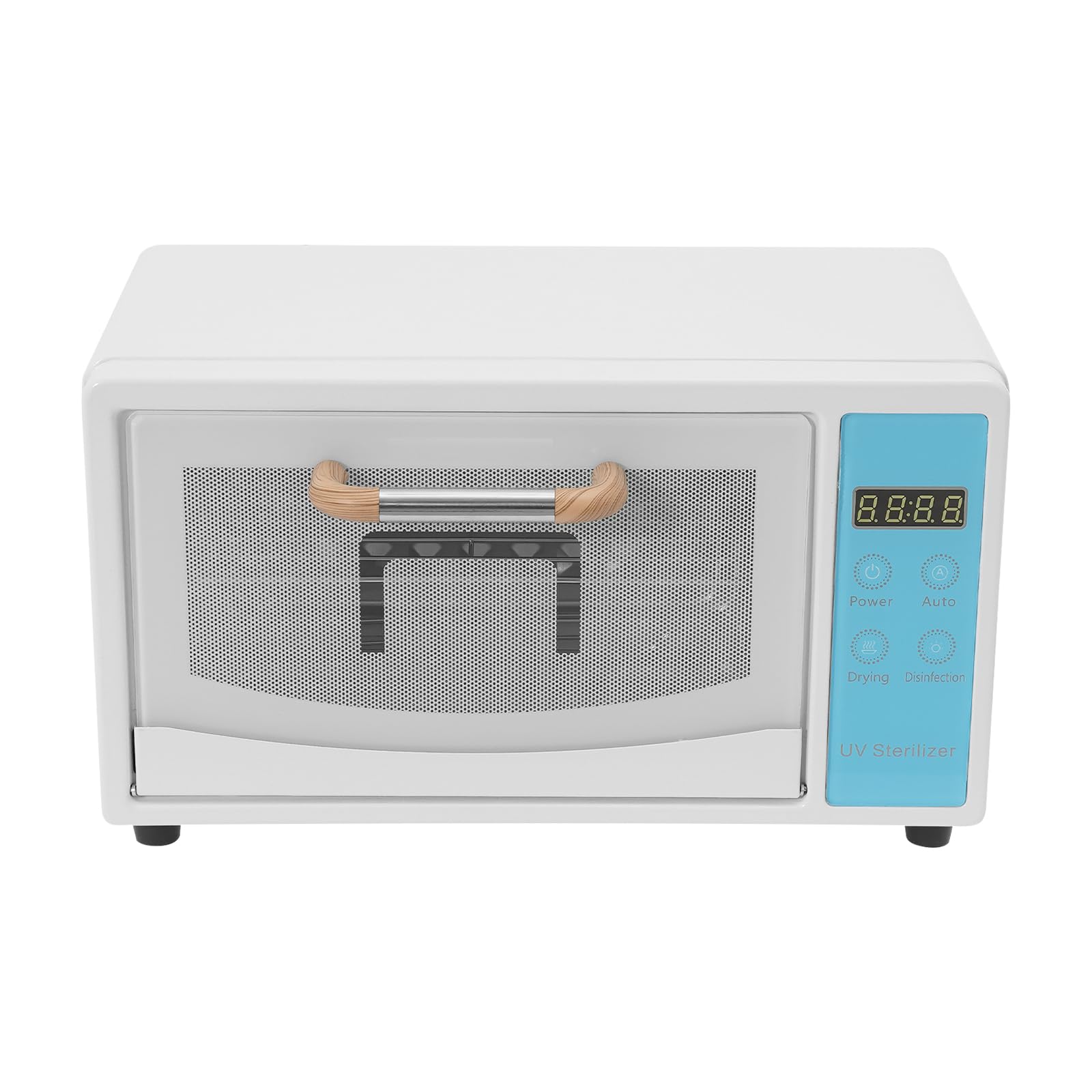 Armario desinfectante UV de 10 l: esterilizador de alto rendimiento con interruptor táctil, bandeja de acero inoxidable, ideal para peluquería y cosméticos (blanco y azul)