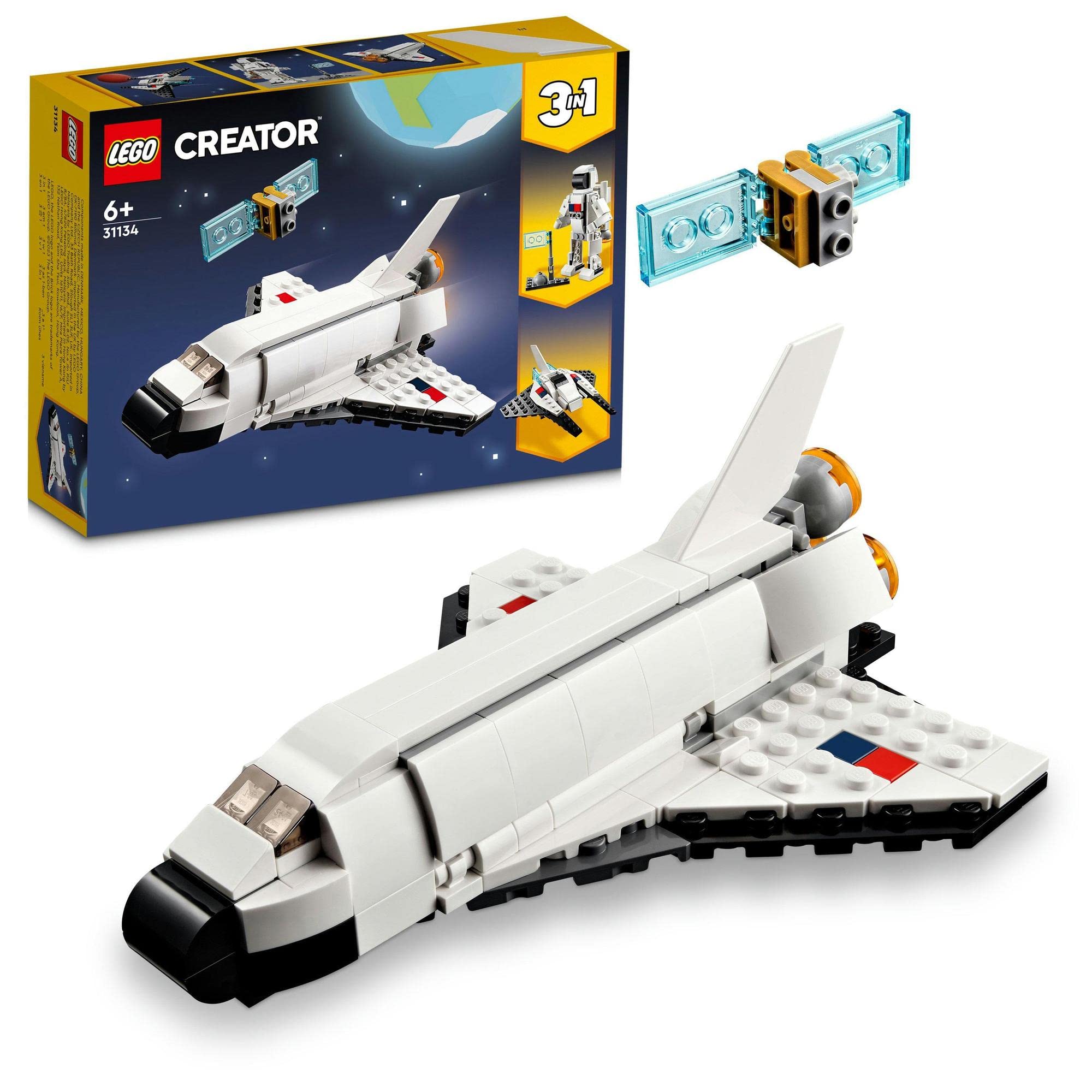 LEGO Creator 3-in-1 31134 Space Shuttle, Astronaut, Spaceship, Toy Blocks, For Boys and Girls Ages 6 and Up