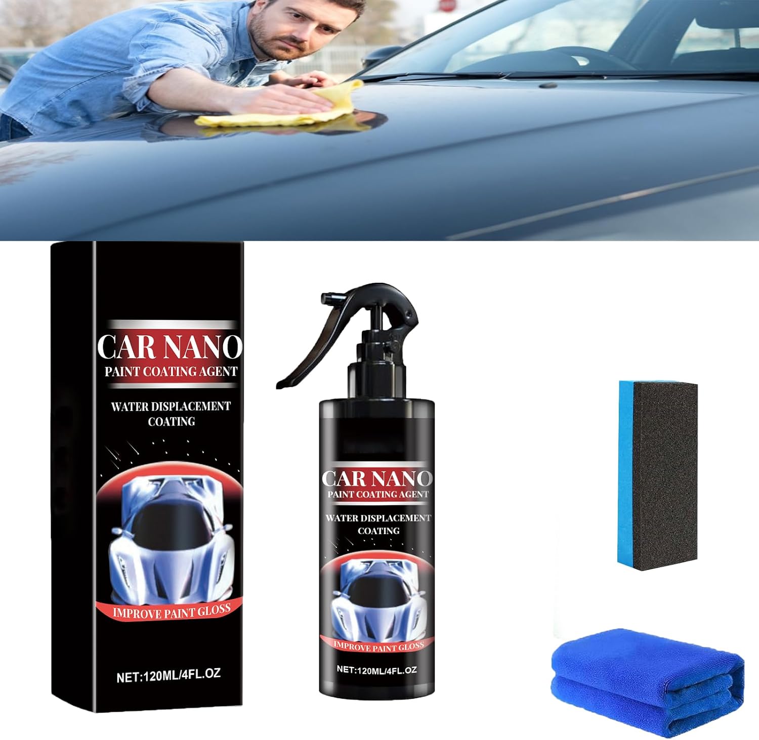 Nano Car Spray, Nano Sparkle Cloth Car Scratch Remover,Nano Scratch Remover,Nano Wipes Car Scratches,Scratch Repair (2 PCS)