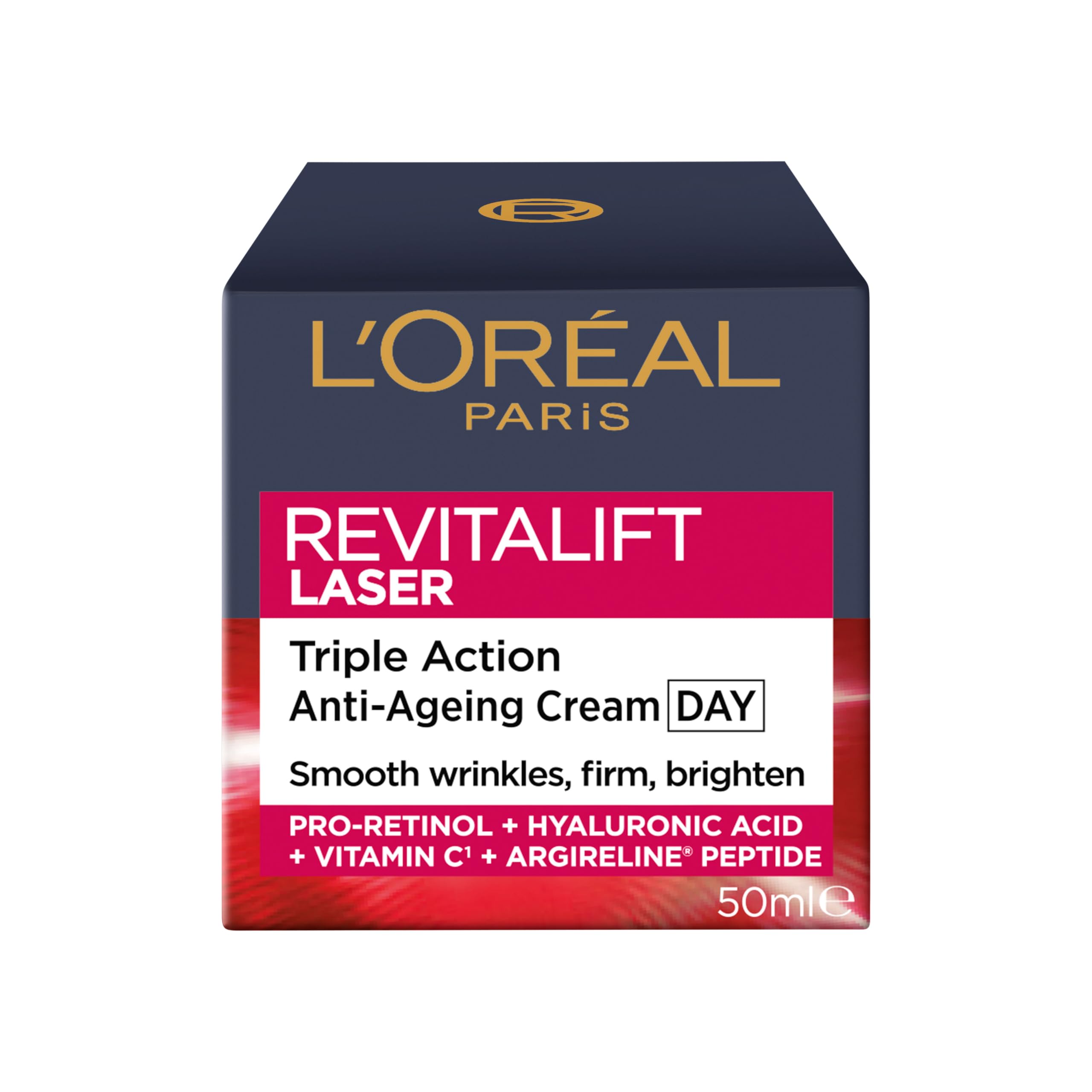 L'Oréal Paris Revitalift Laser X3, Anti-Ageing Day Cream SPF 15, Firming And Brightening, With Pro-Retinol, Hyaluronic Acid And Vitamin Cg, 50ml